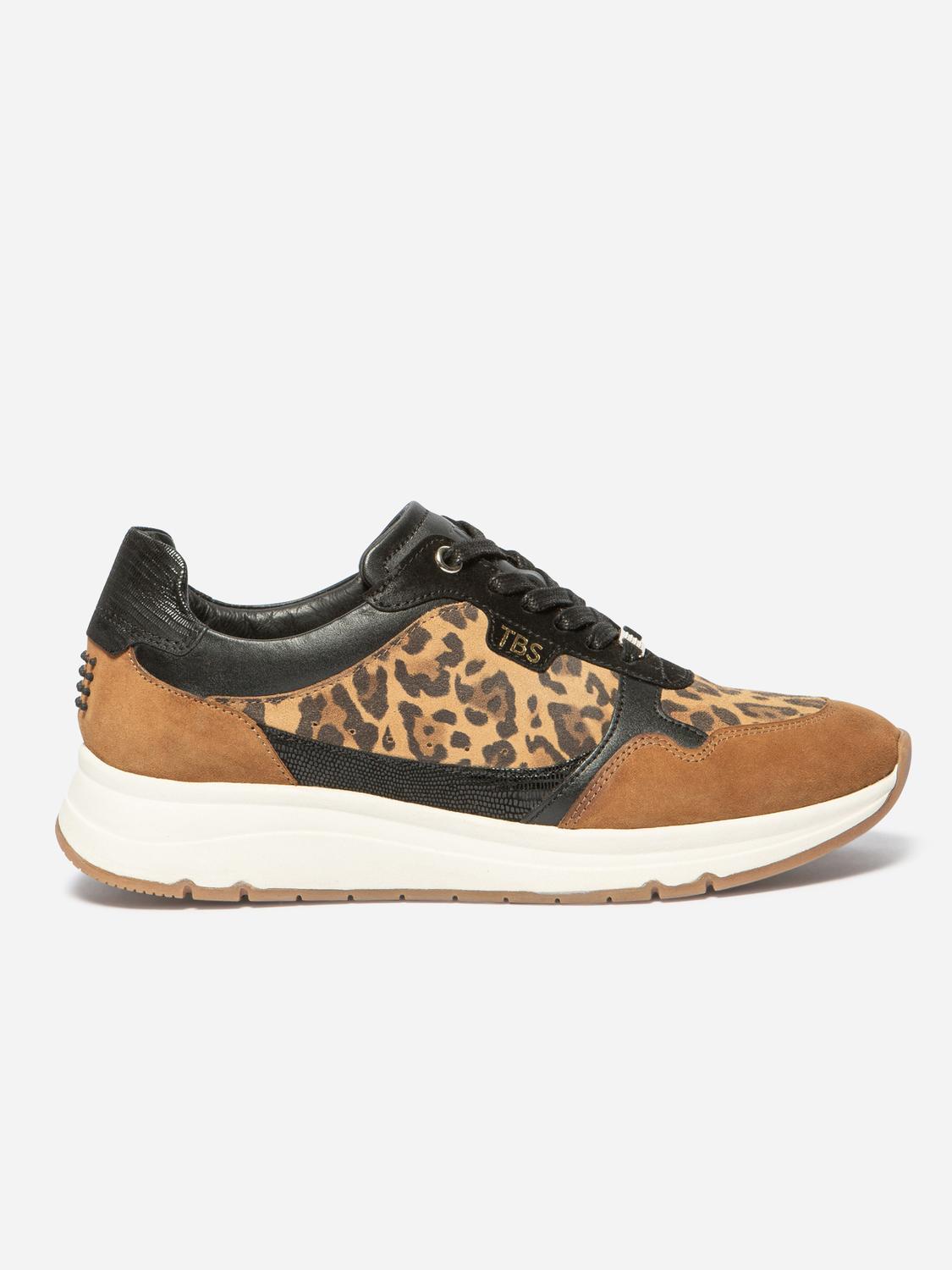 Baskets Femme Confort Cuir Noir Leopard BLONDIE Baskets Femme Confort Cuir Noir Leopard BLONDIE