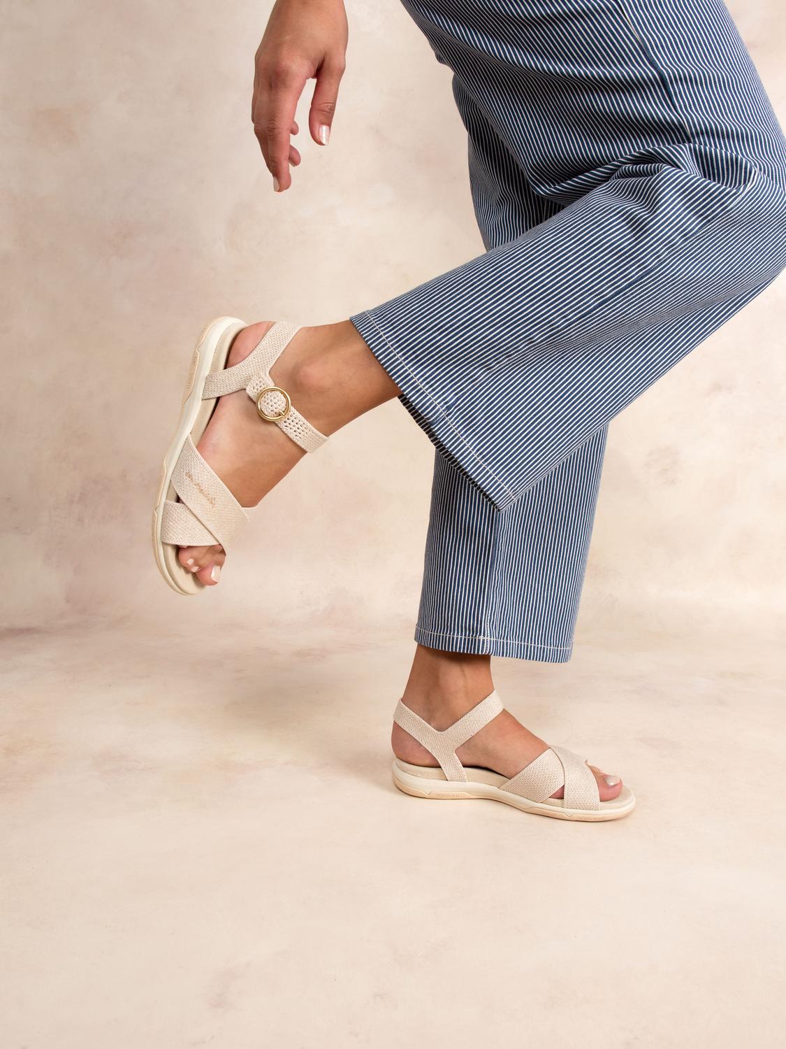 Women's flat sandals Heathered Linen and Gold CELINEA