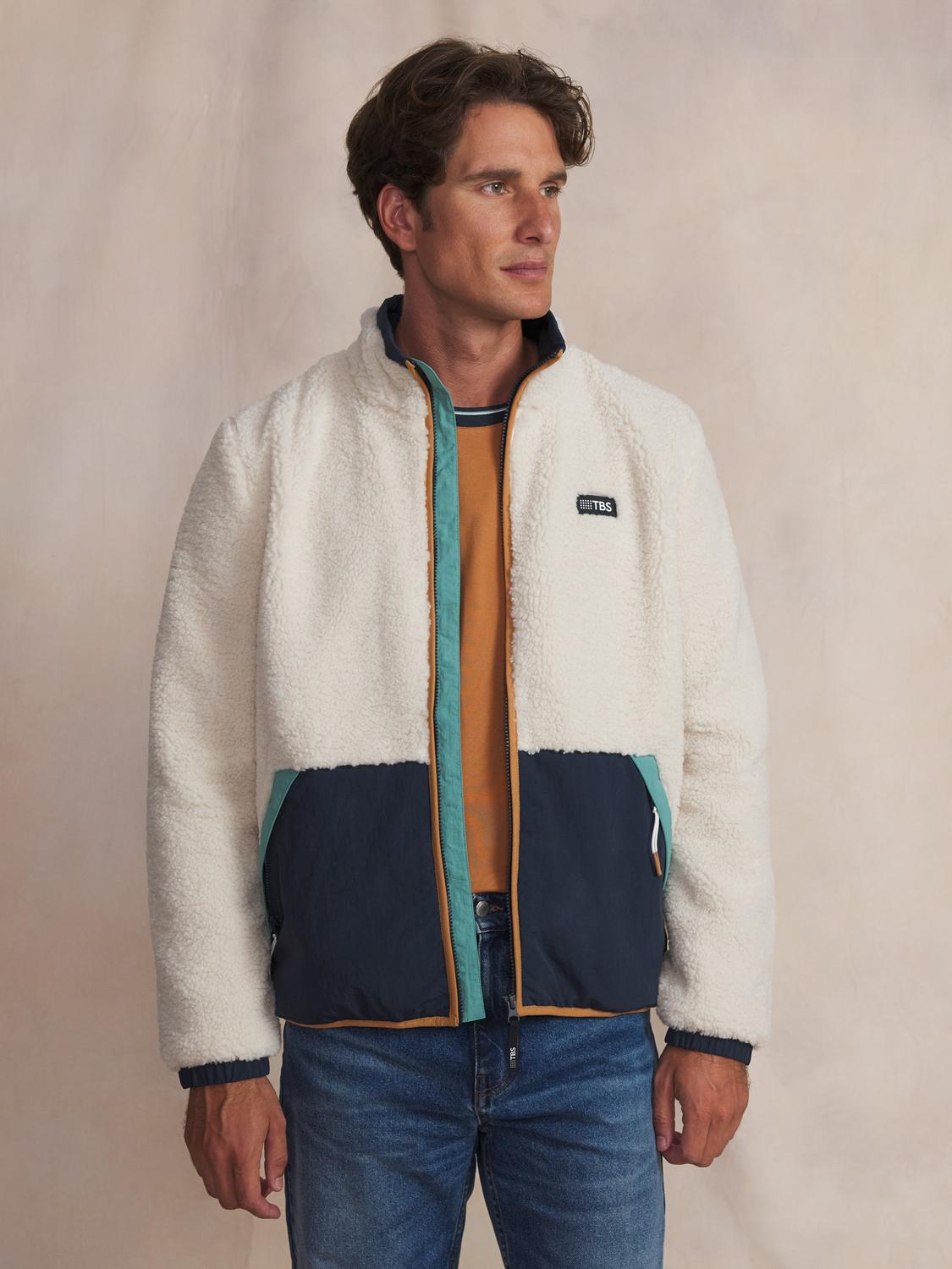 Veste Sherpa homme ecru KUSEYZIP