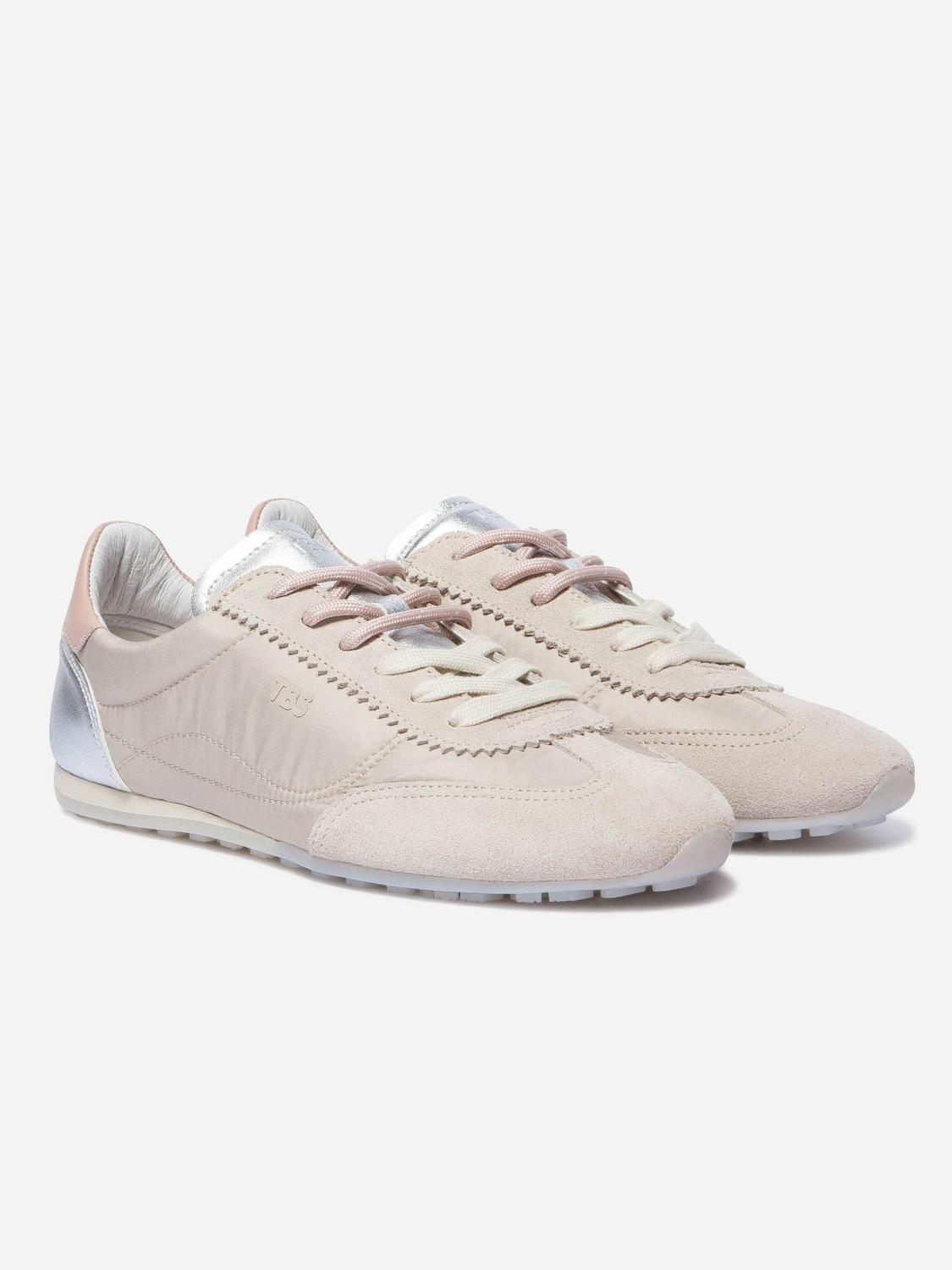 Tennis en cuir femme beige et rose ESTRELA