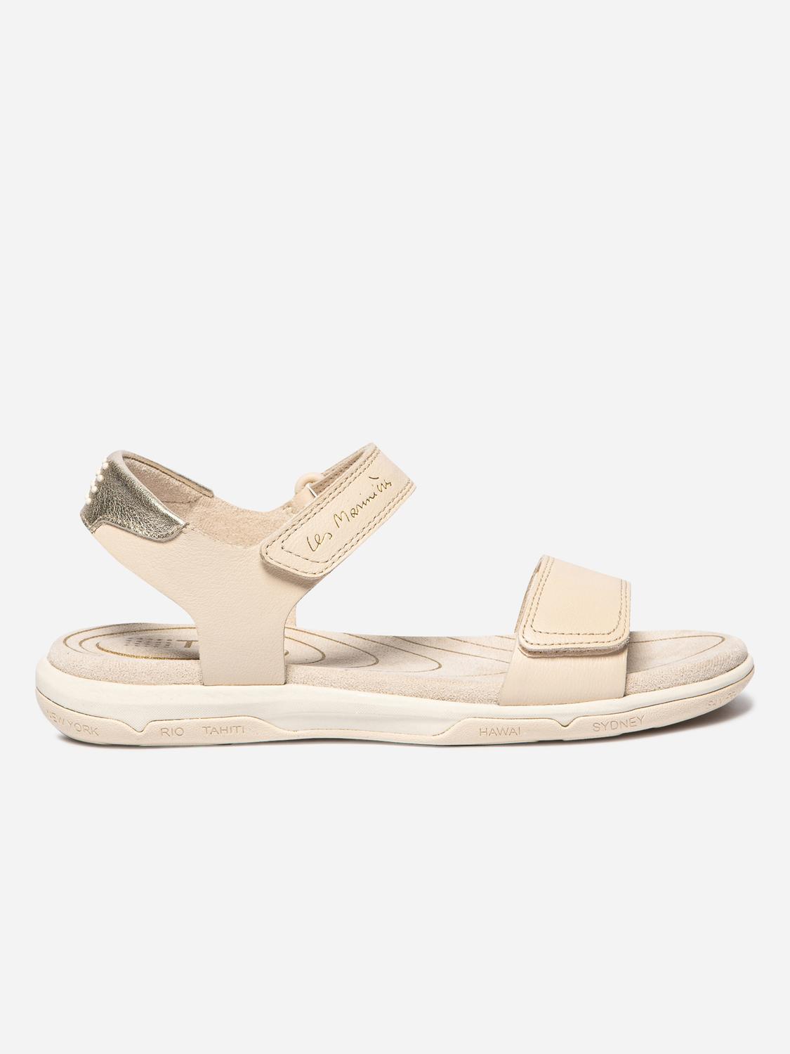 Sandales plates femme lin et champagne JAZSUNY