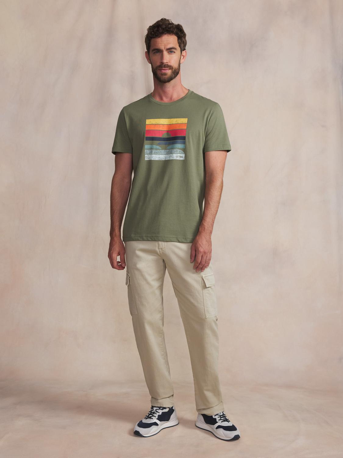 Tee-shirt en maille homme kaki KERANTEE