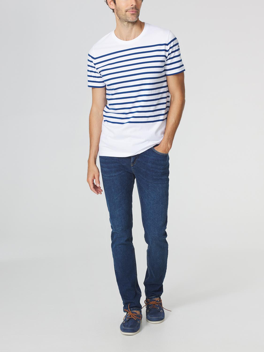 T-shirt Homme Rayures exclusives Tbs Jersey Blanc et Bleu GOVINTEE