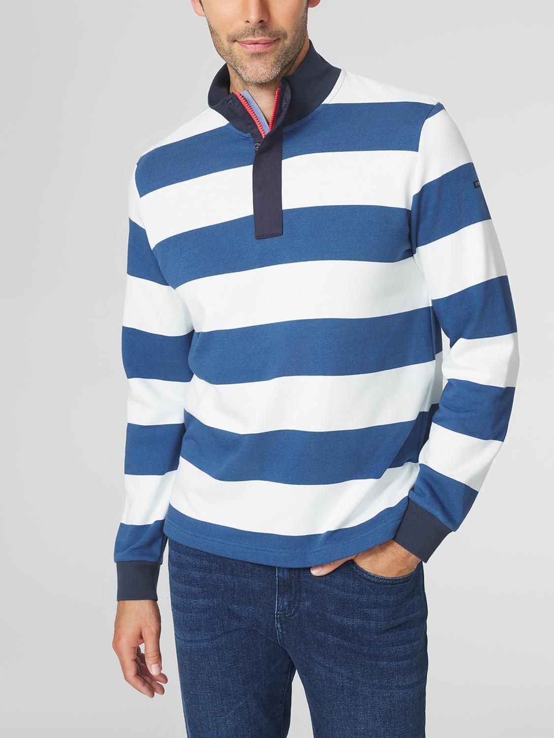 Sweat Homme Molleton Rayures Bleu et Blanc GIANICAM