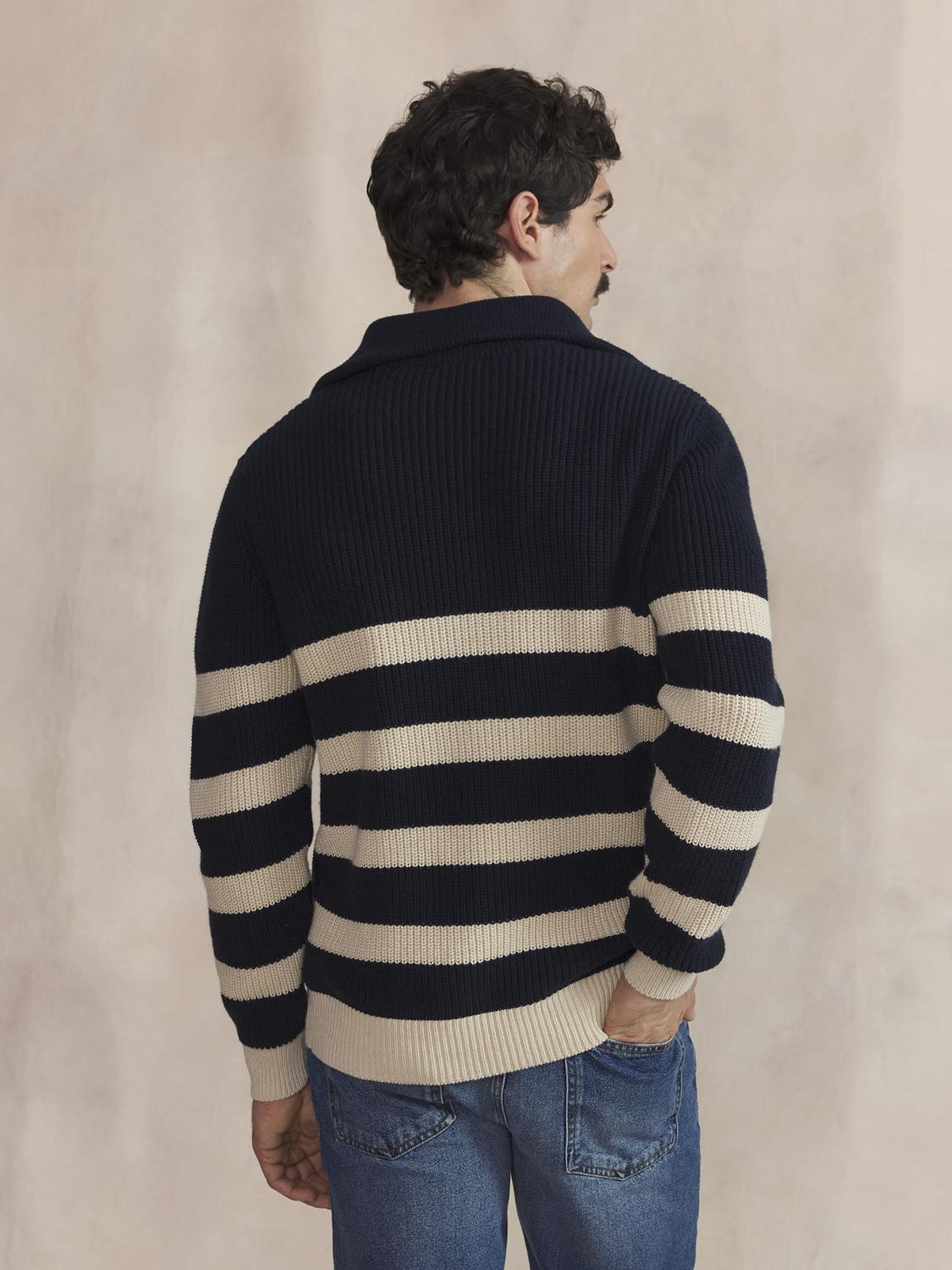 Pull Col Camionneur Homme Beige MORAYCAM
