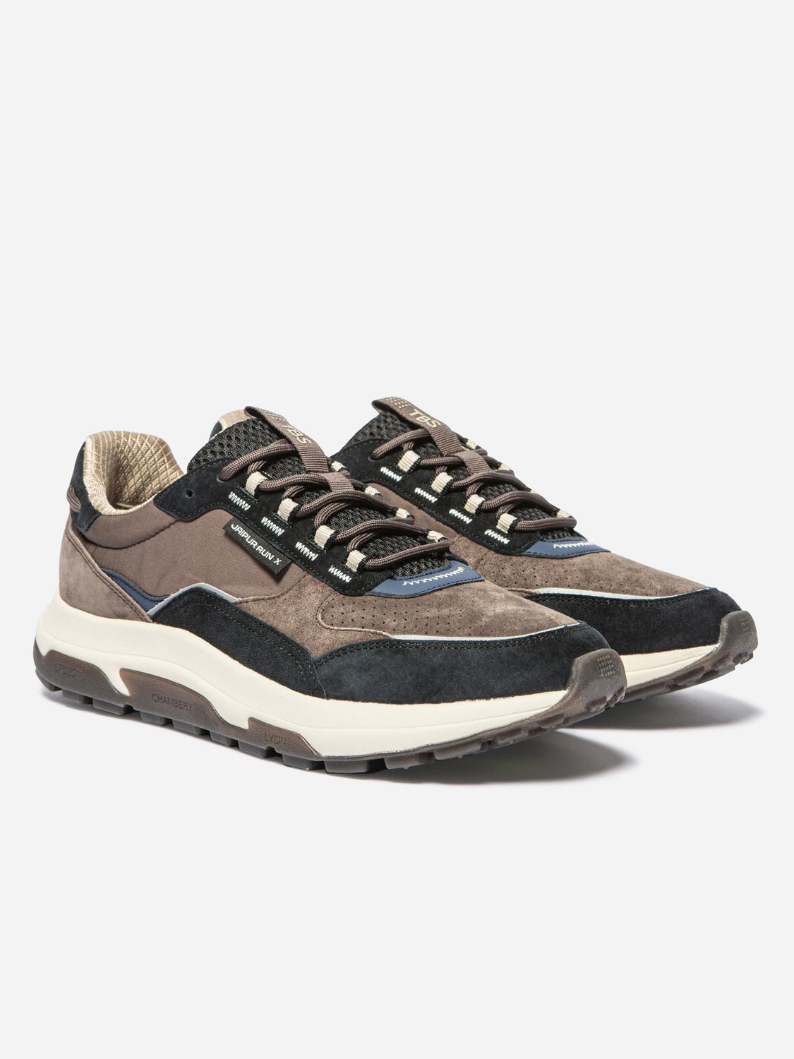 Running Homme Doublée Textile Cuir Chocolat et Noir JONASSE