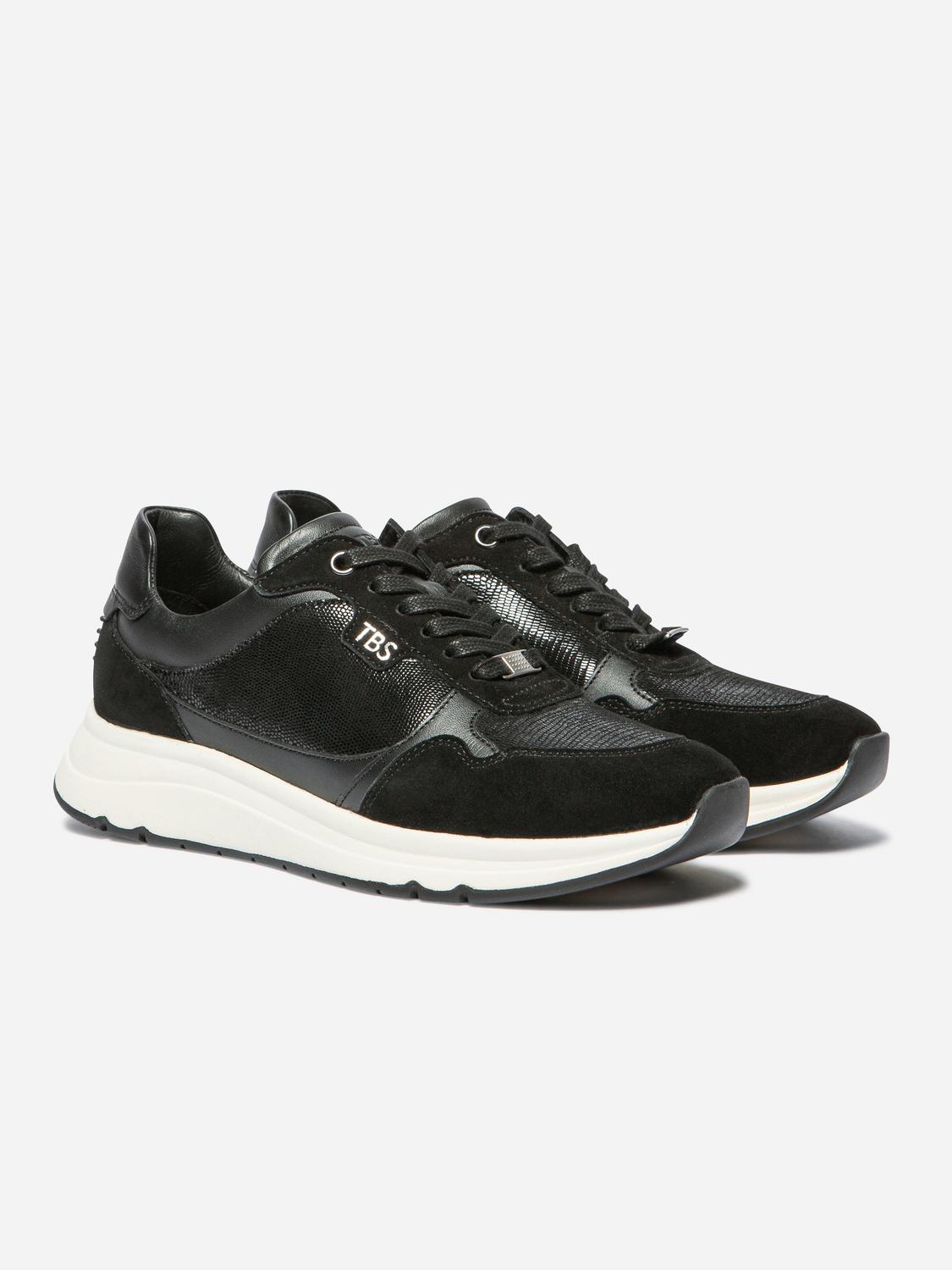 Baskets Femme Confort Cuir Noir BLONDIE