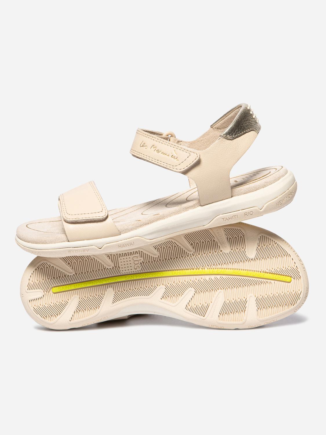 Sandales plates femme lin et champagne JAZSUNY