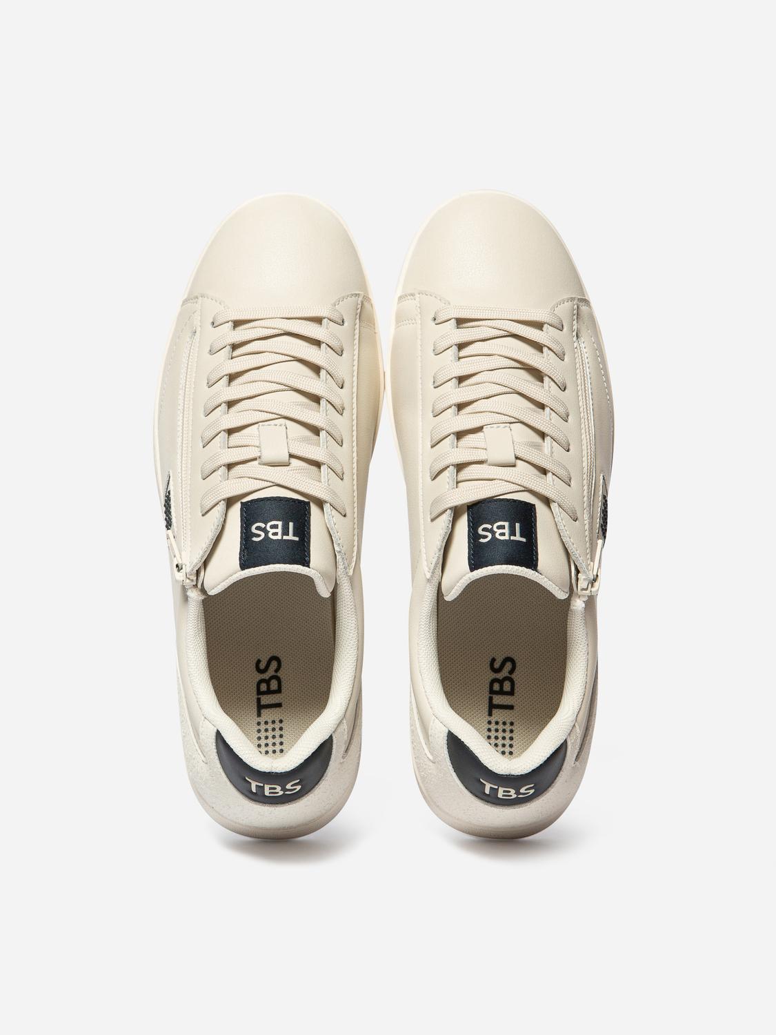 Baskets Homme Zippées Dessus Cuir Beige LAURICK Baskets Homme Zippées Dessus Cuir Beige LAURICK