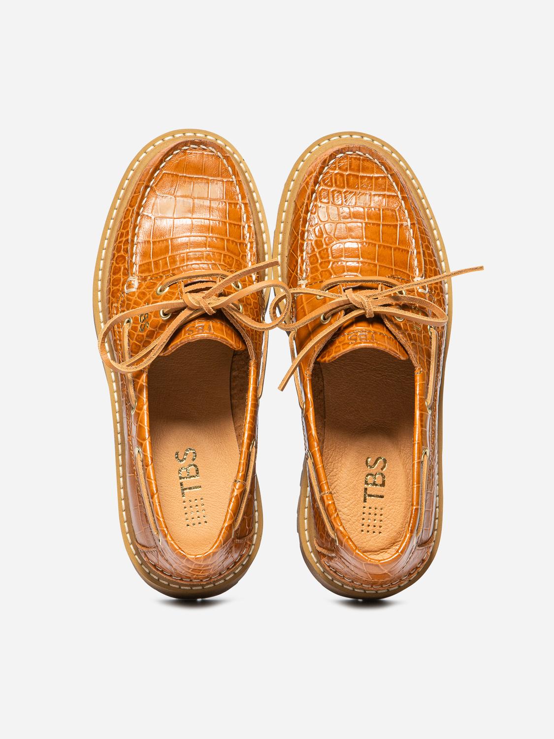 Chaussure bateau femme Croco cognac LAZARIA Chaussure bateau femme Croco cognac LAZARIA