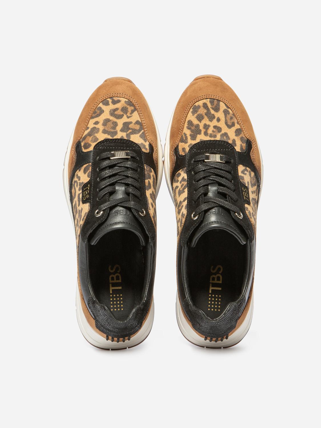 Baskets Femme Confort Cuir Noir Leopard BLONDIE Baskets Femme Confort Cuir Noir Leopard BLONDIE