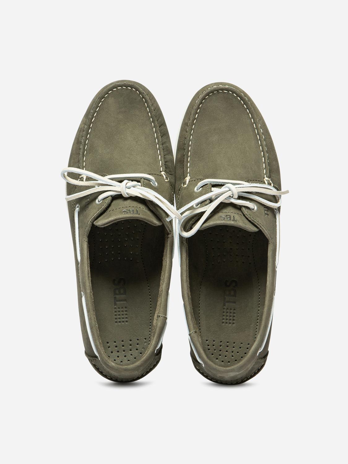 Chaussures Bateau Homme Cuir Kaki