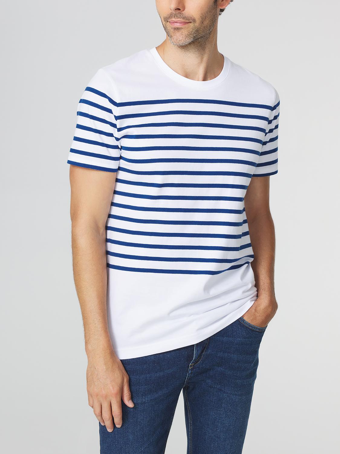T-shirt Homme Rayures exclusives Tbs Jersey Blanc et Bleu GOVINTEE
