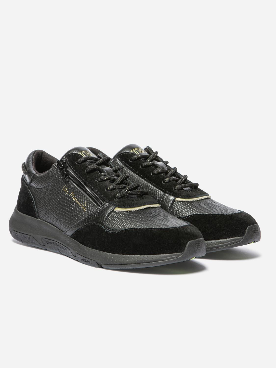 Running Femme Doublée Textile Cuir Python Noir JAZAZIP