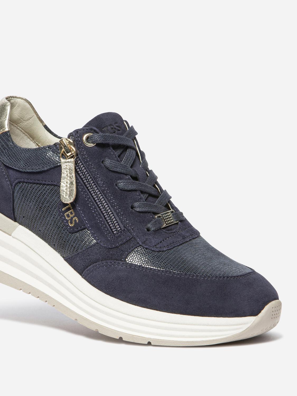 Running Femme Doublée Cuir Marine et Or TYLAZIP