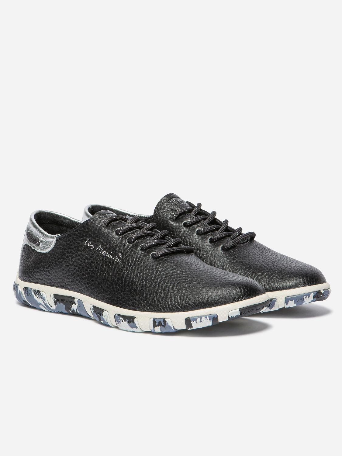 Tennis Femme Cuir Camo Marine Silver JAZARU