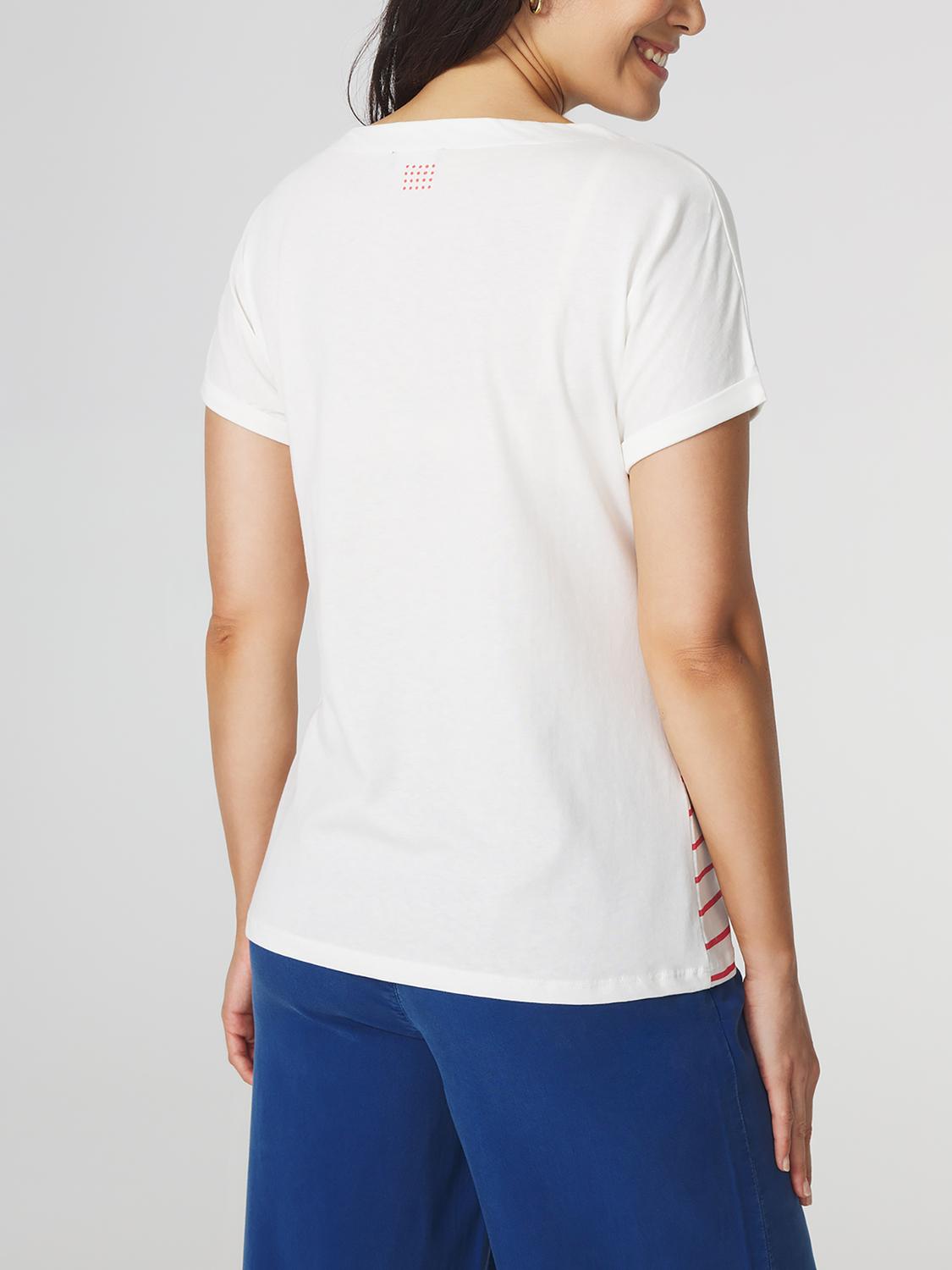 T-shirt Femme Jersey Rayures Blanc et Rouge RENETEE