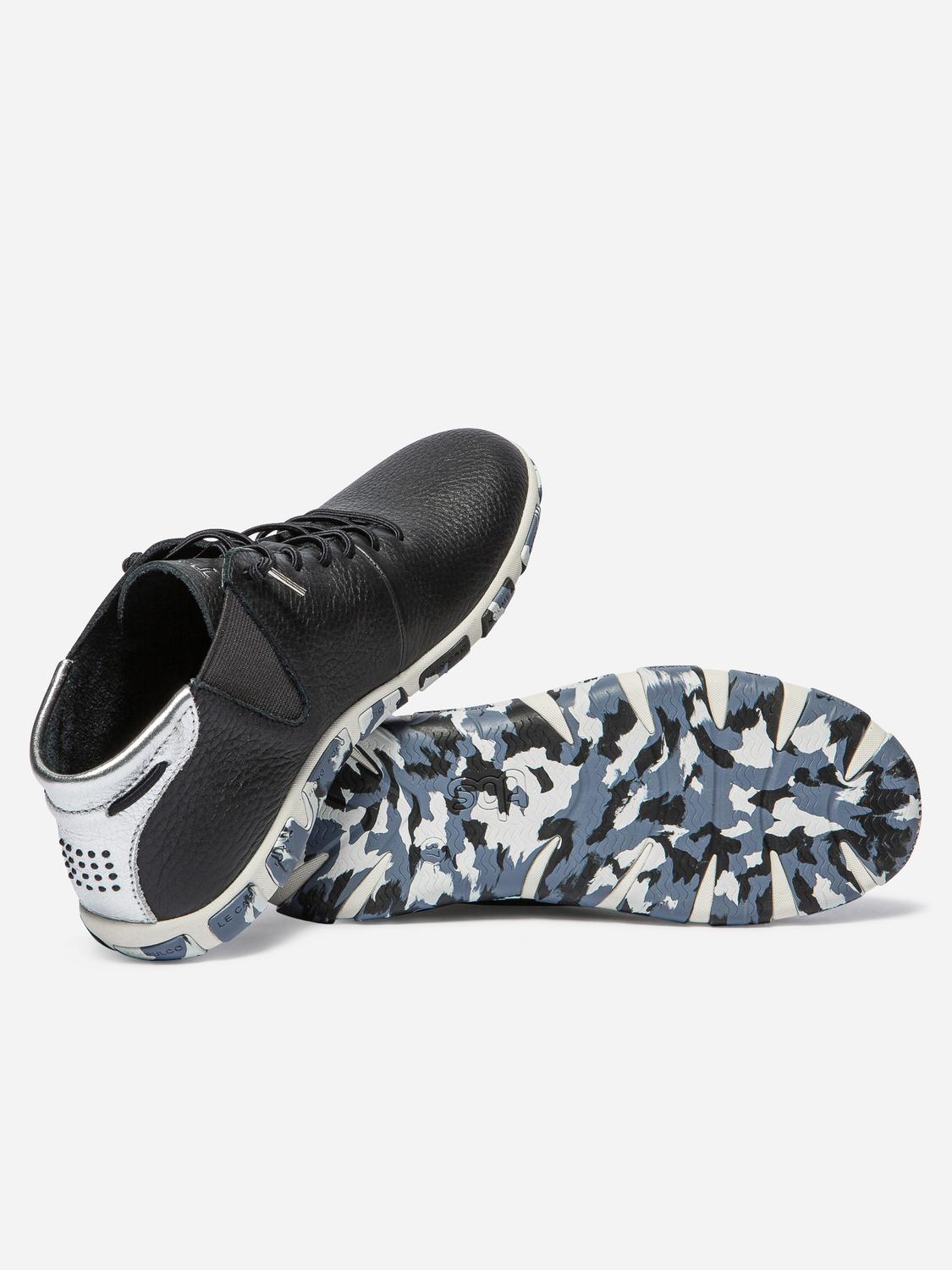 Baskets Mi-Montantes Femme Cuir Camo Marine Silver JESMINI