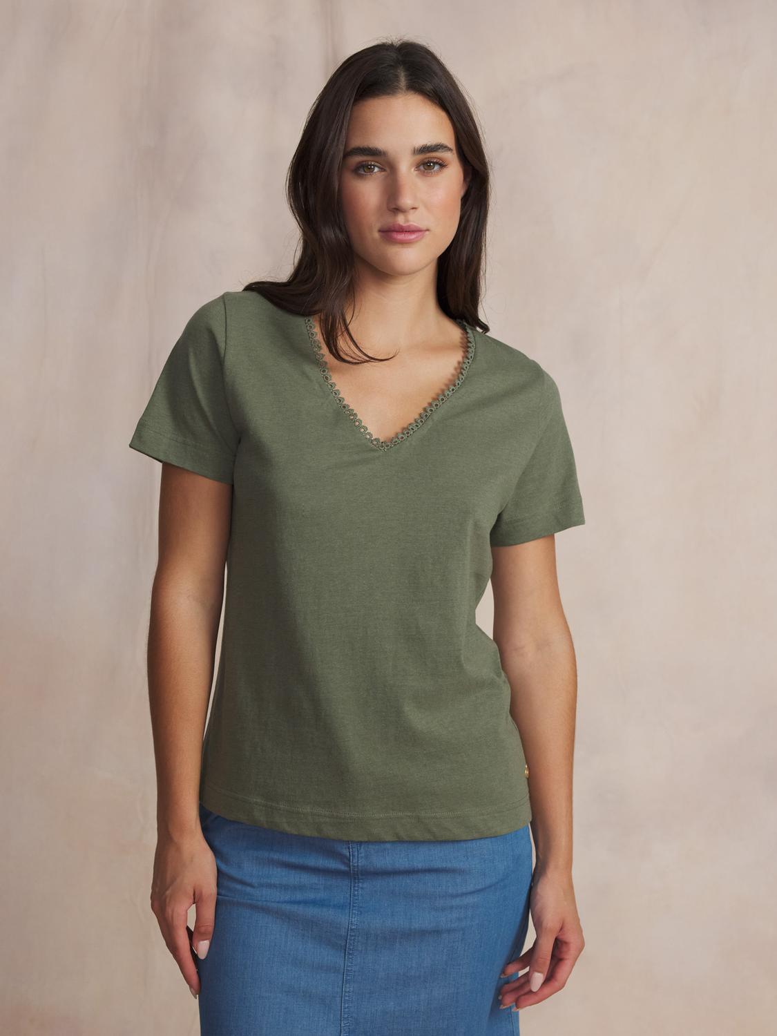 Tee-shirt en maille femme kaki ADAMAVER