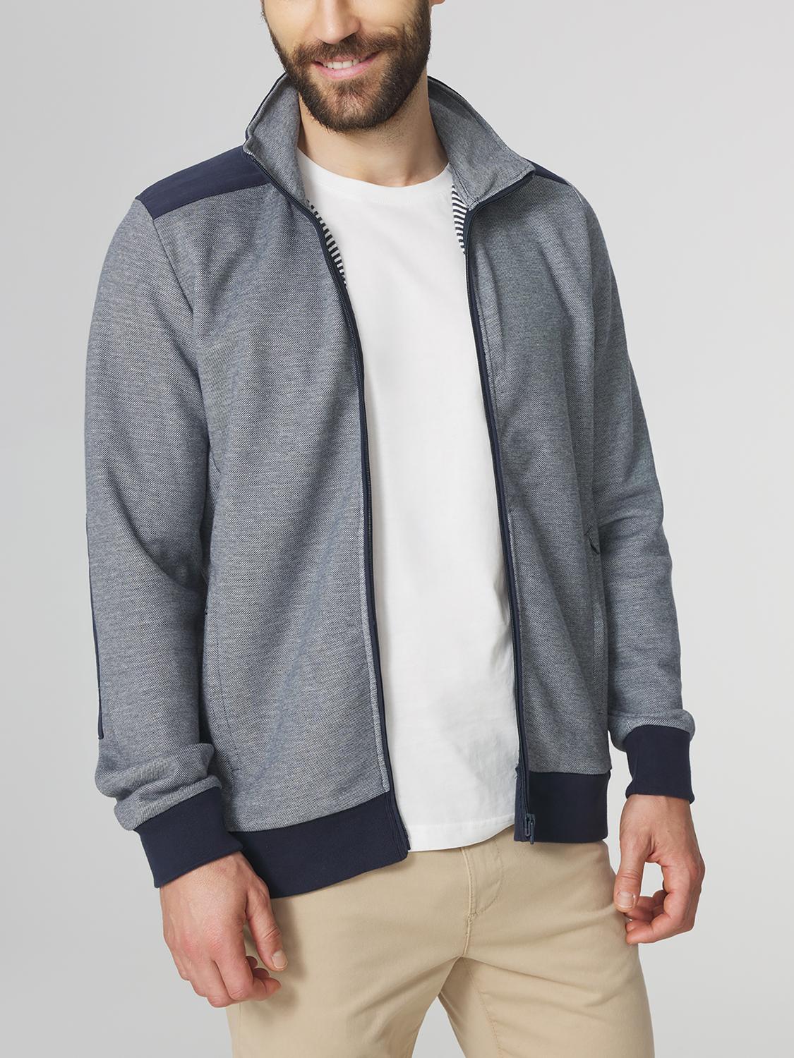 Sweat Homme Fermeture Zippée Col Montant Gris et Marine CAIROGIL