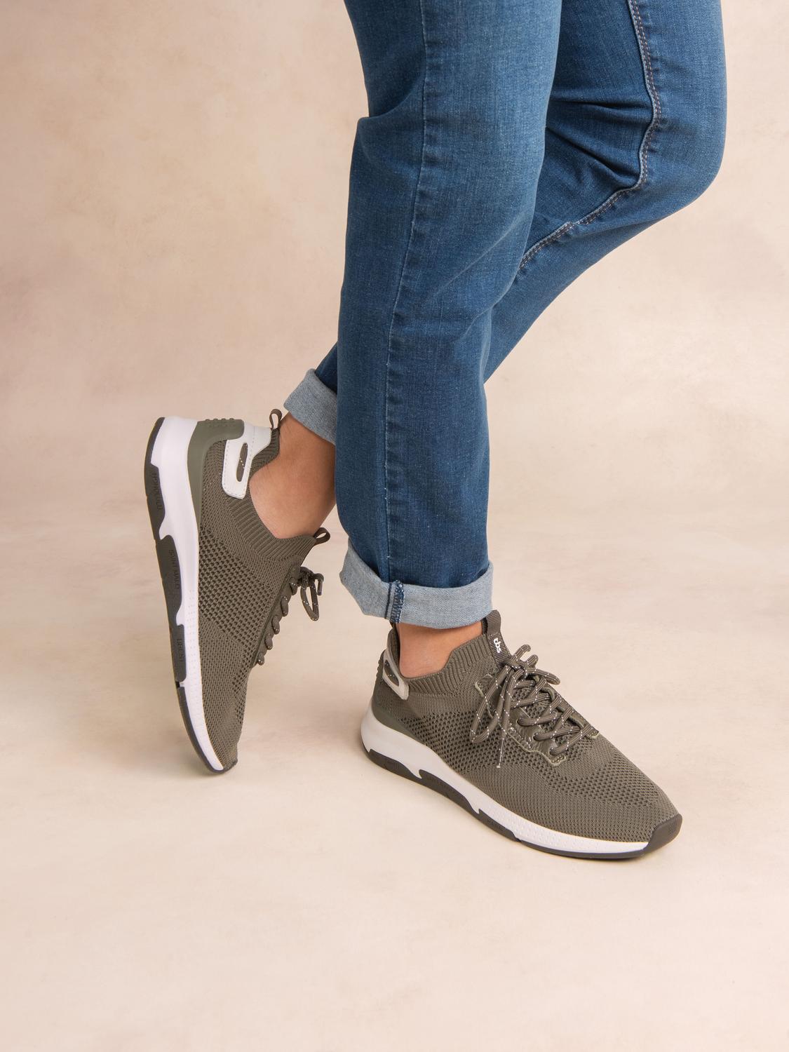 Baskets Femme Confort Textile Recyclé Kaki