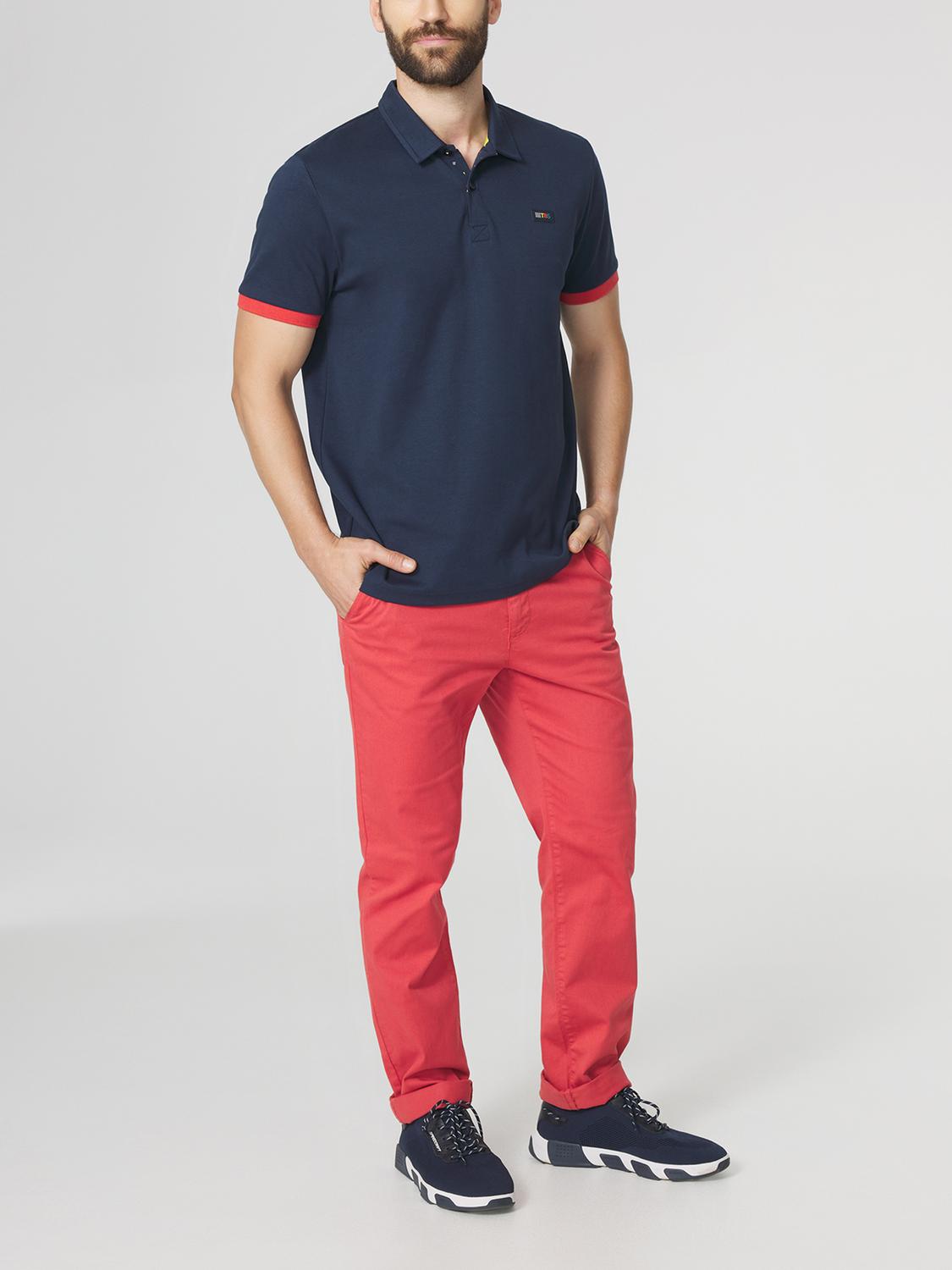 Polo Homme Coupe Ajustée Marine et Rouge BARZOPOL