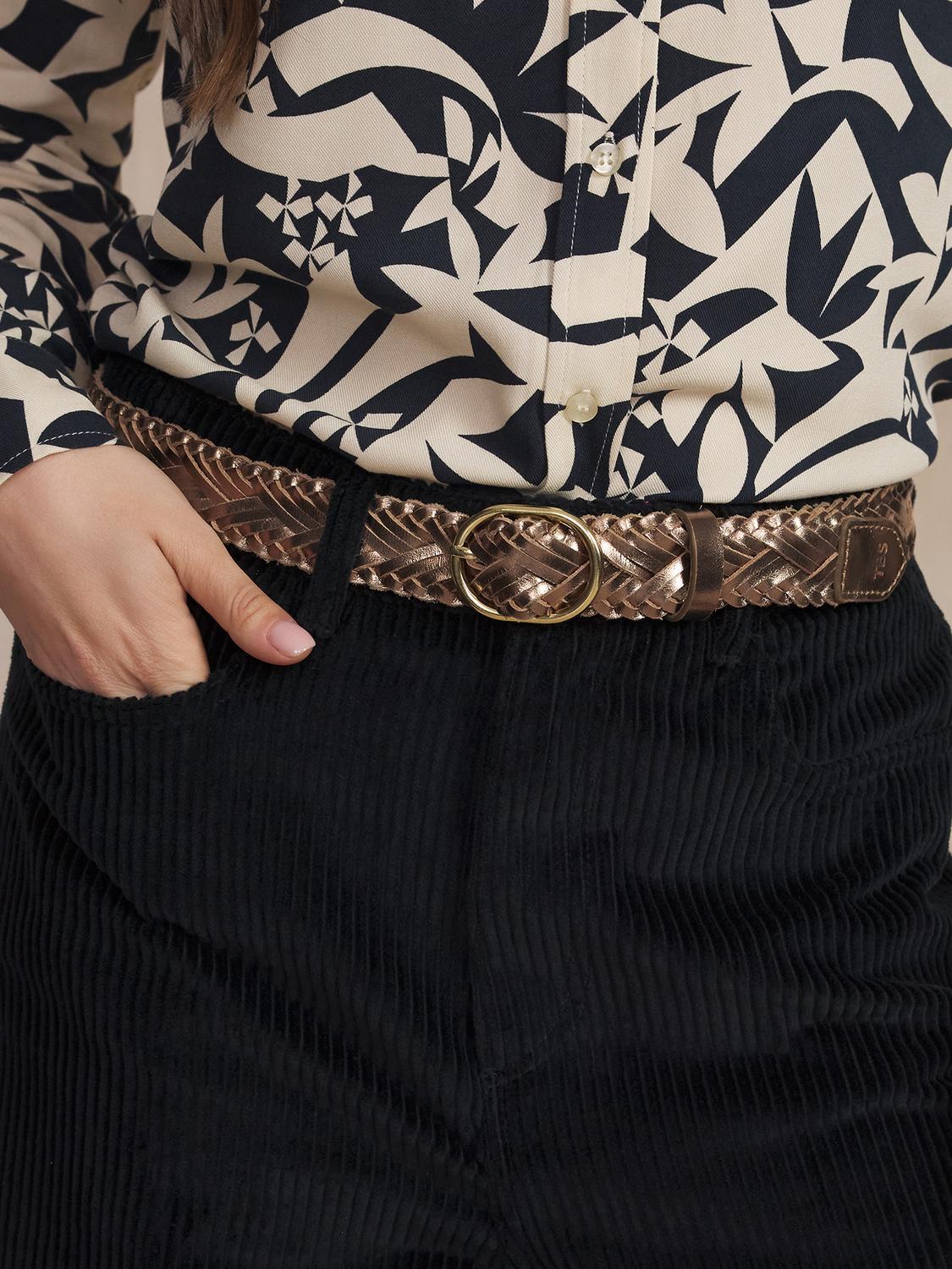 Women's Braided Leather Bronze Belt LOUABELT