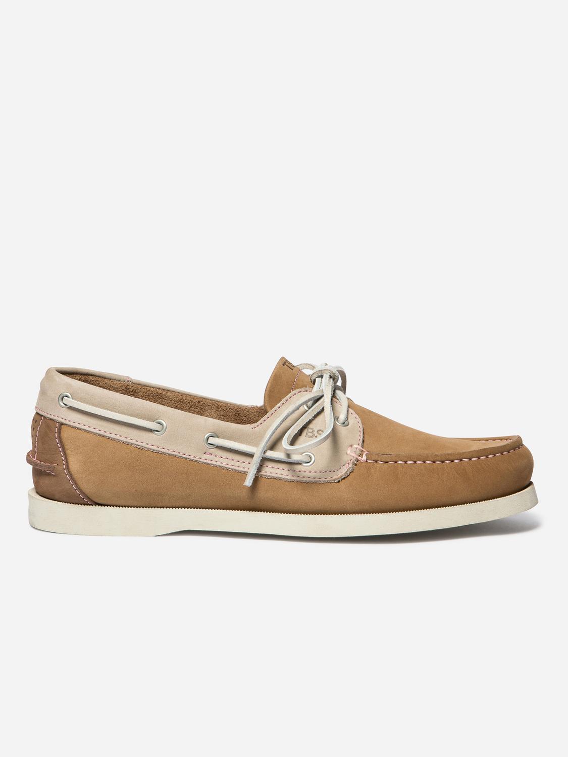 Chaussures bateau homme tan et beige et rose PHENIS