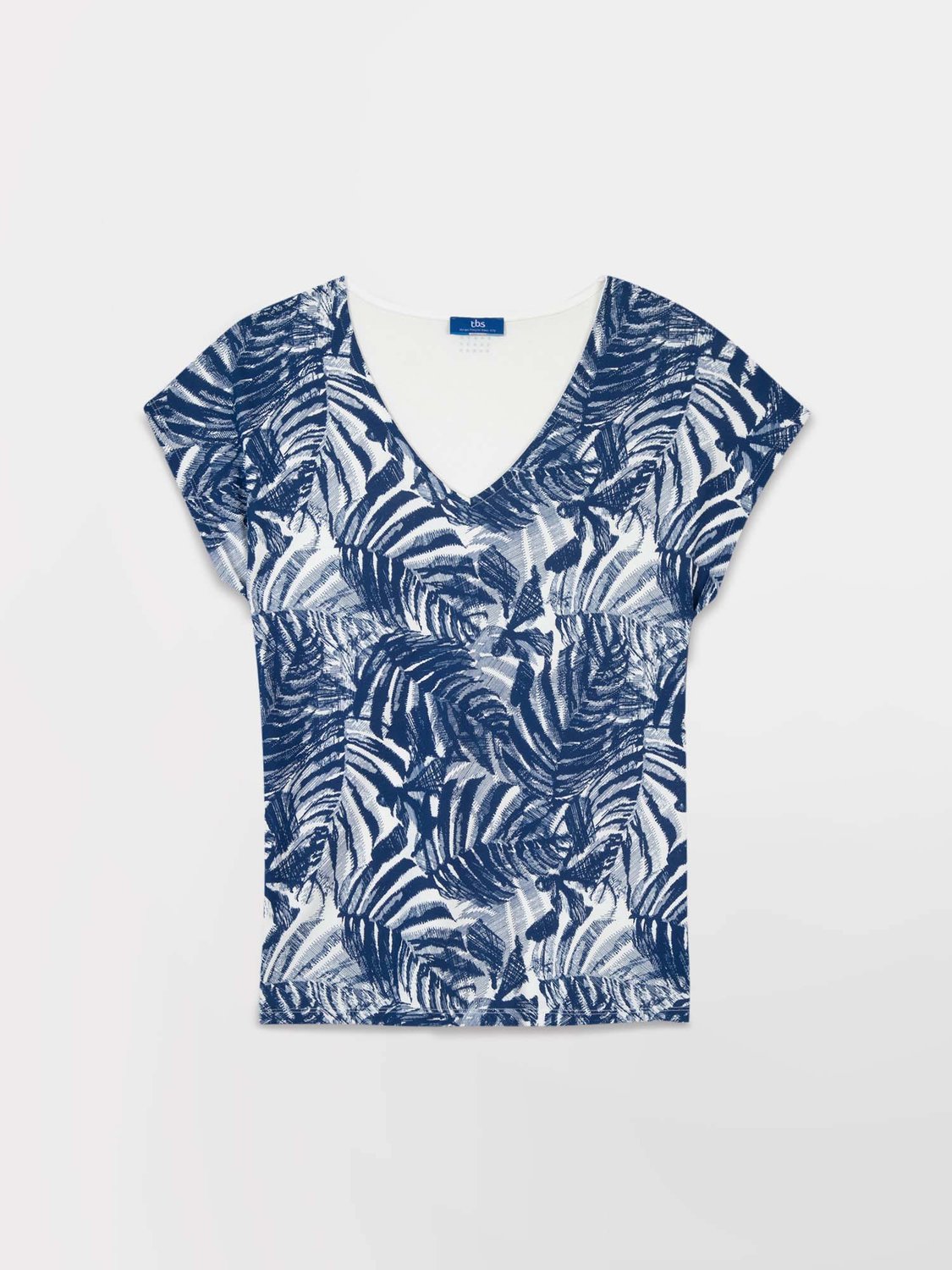 Tee Shirt Femme Coton Biologique Motif Floral Bleu