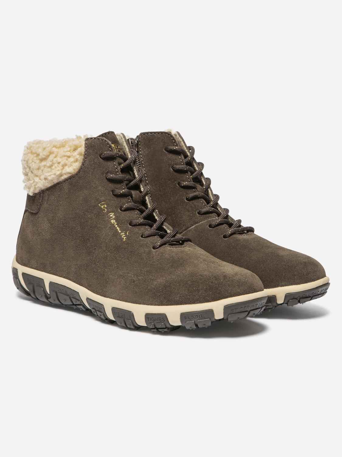 Bottines Femme Doublée Textile Cuir Chocolat JANISSA