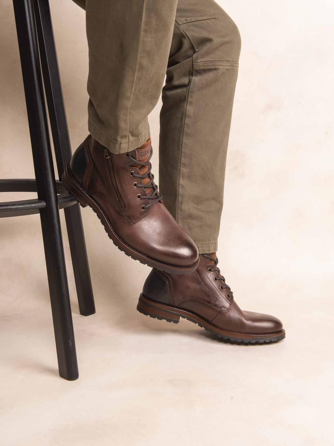 Bottines Homme Cuir Ebene et Marine THIERNO