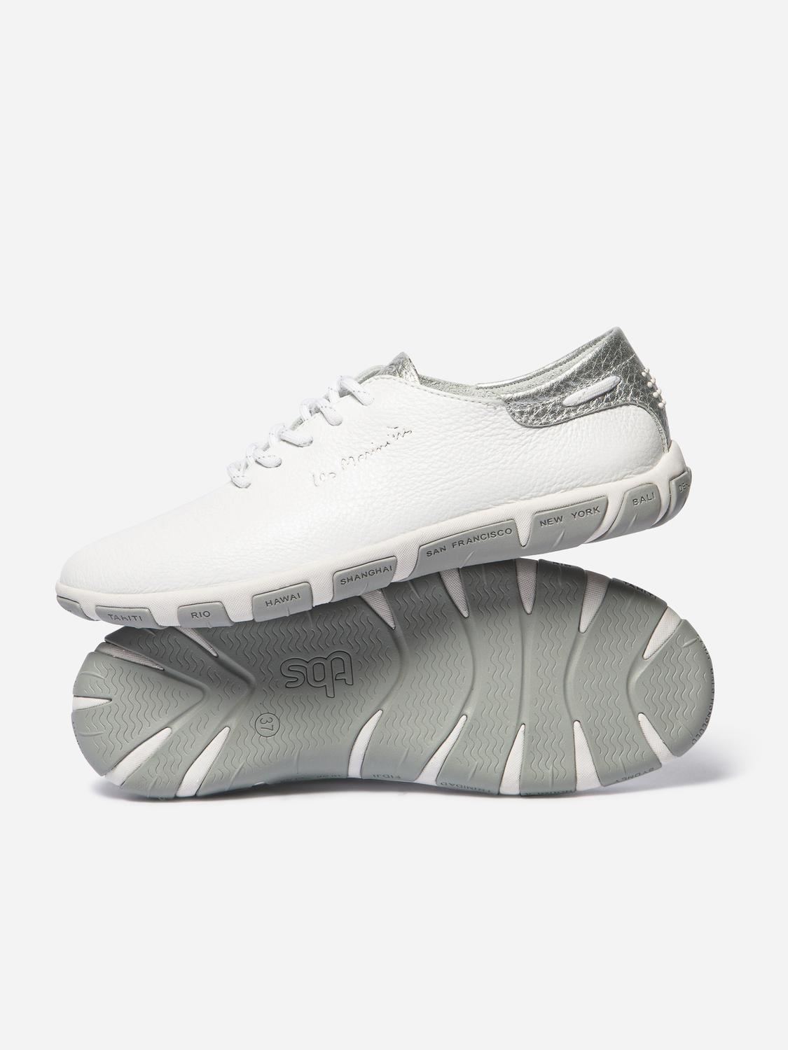 Women's leather sneakers Extra White and Silver JAZARU