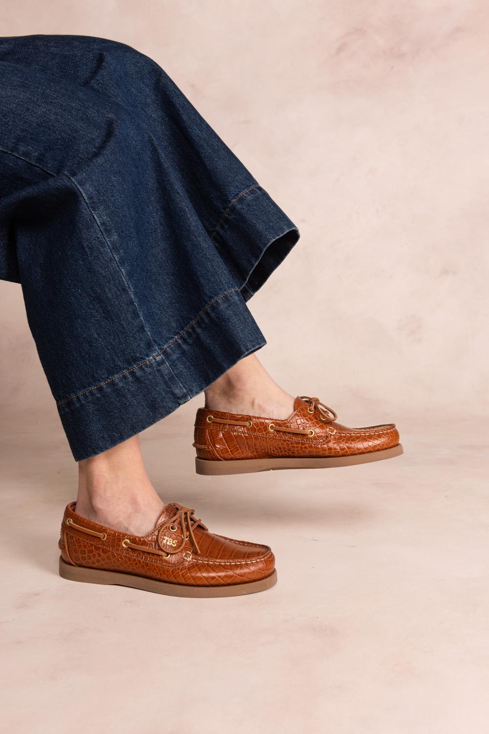 Chaussure Bateau Femme Cuir Cognac PHENISE Chaussure Bateau Femme Cuir Cognac PHENISE