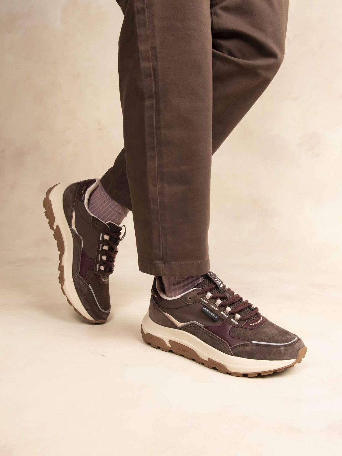 Running Femme Doublée Textile Cuir Chocolat JAZONNE