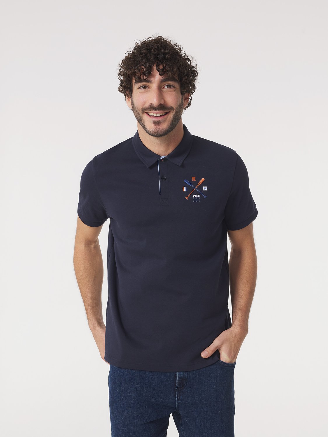 Polo Homme Manches Courtes Broderie Marine VOLDEPOL