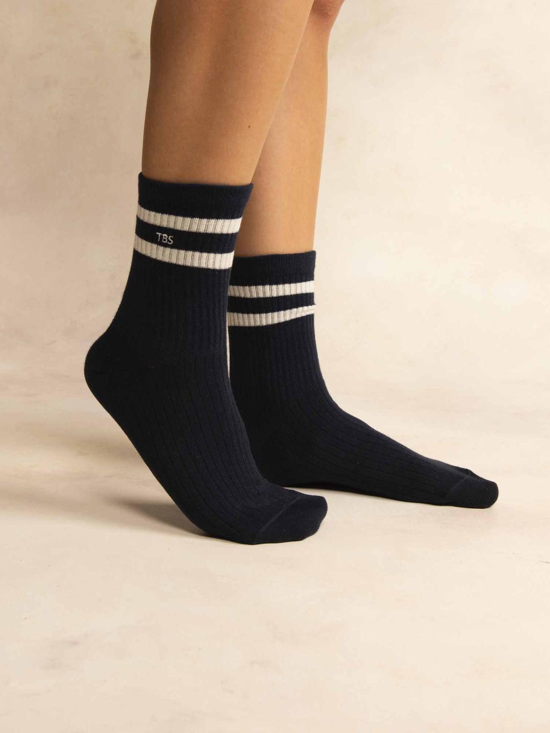 Chaussette Homme Textile Marine et Craie LOUISOC