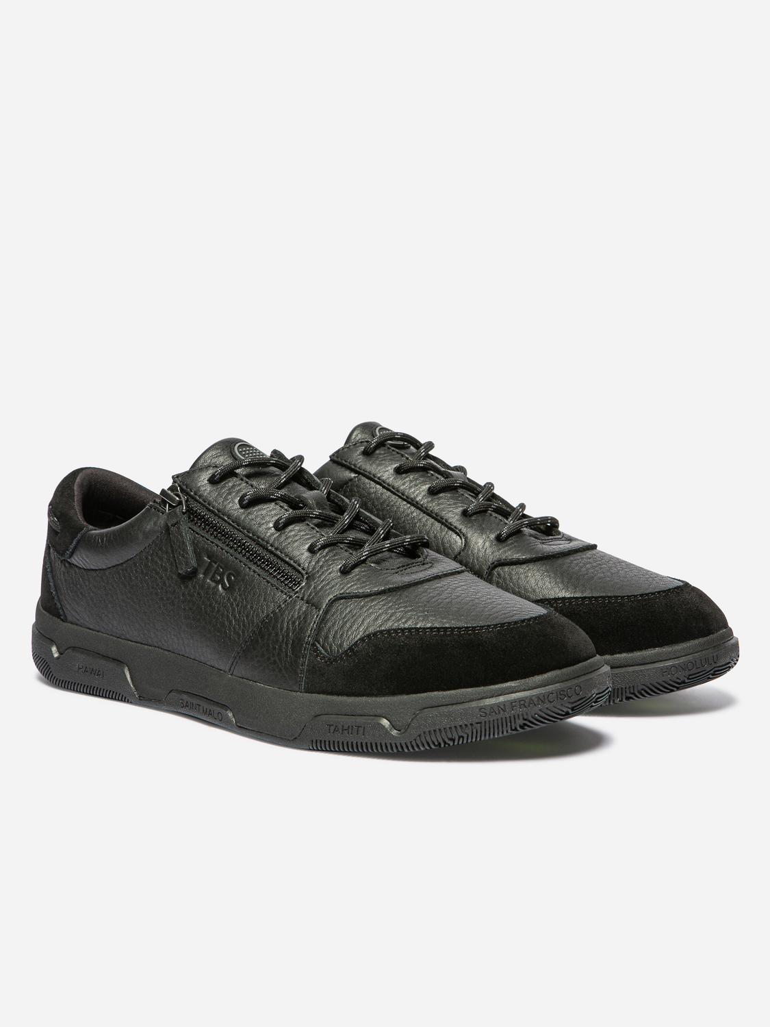 Tennis Homme Doublée Textile Cuir Noir GEDEZIP