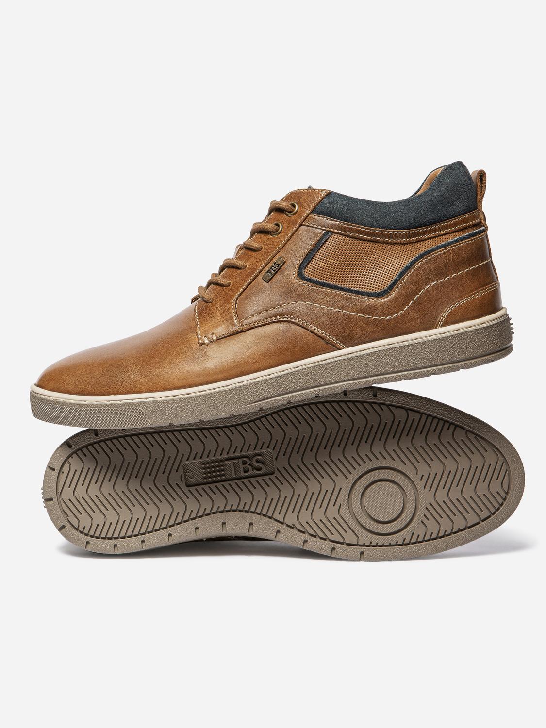 Bottines Homme Cuir Cognac et Marine RINALDO
