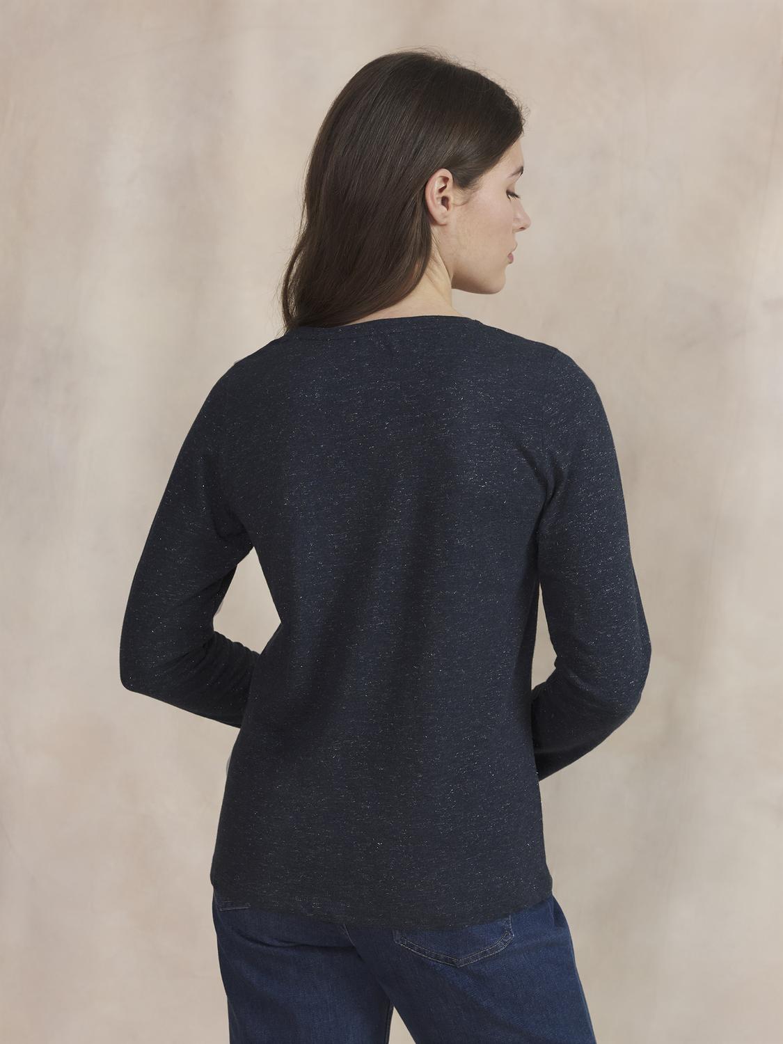 Tee Shirt Femme Manche Longues Coton Bleu ADINALON