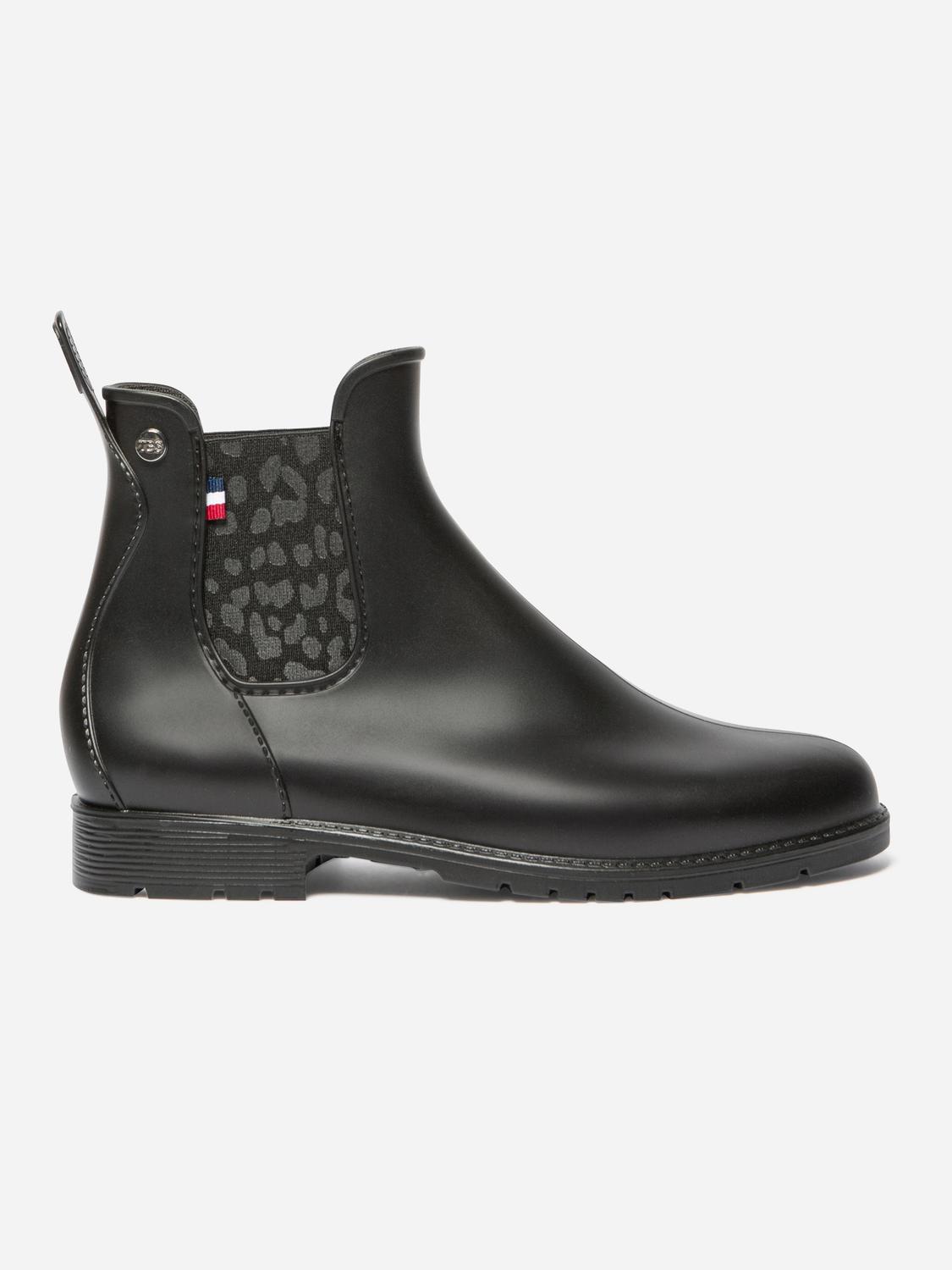 Bottines de Pluie Femme Fabriquées en France Noir JUMPING