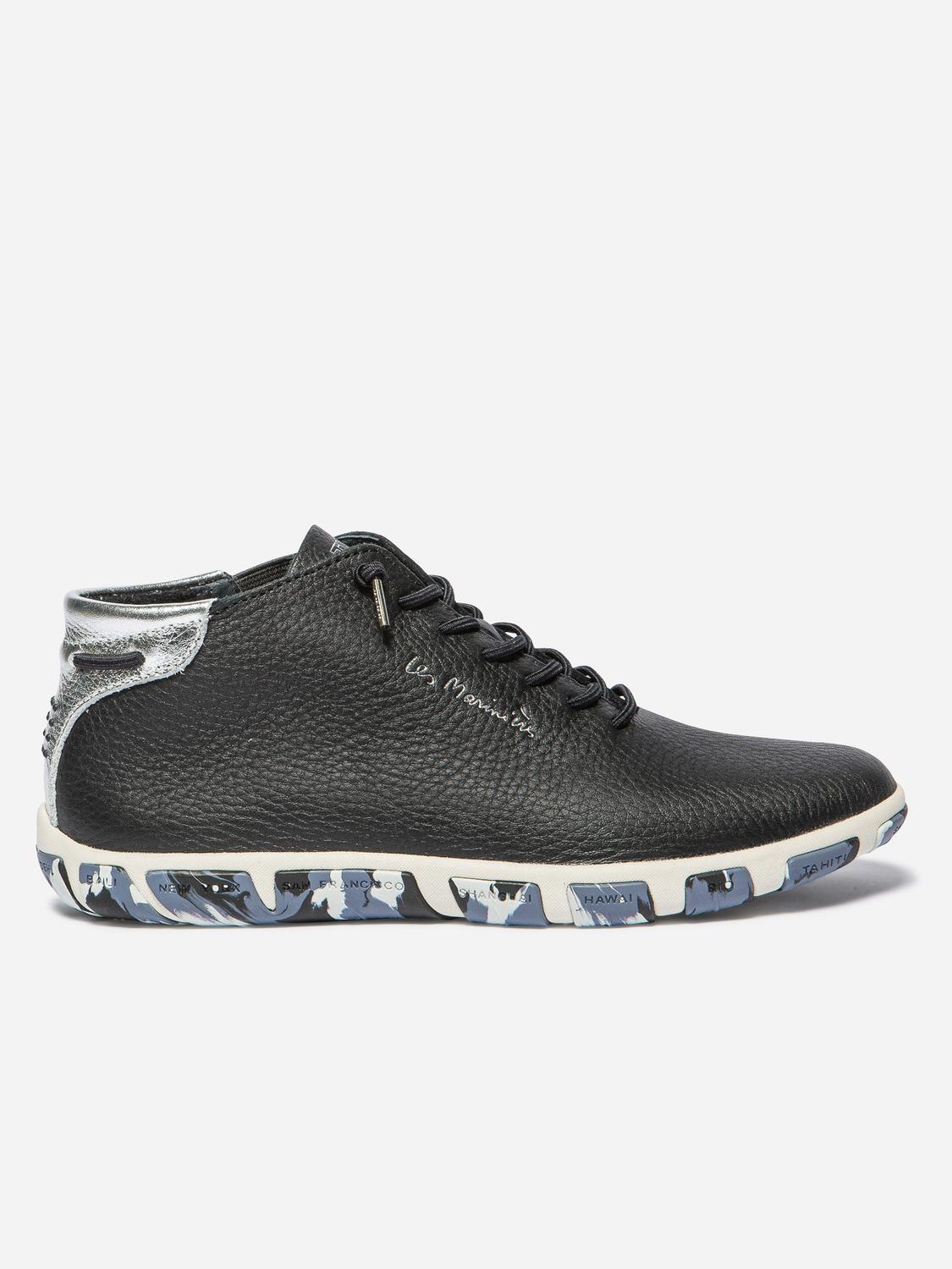 Baskets Mi-Montantes Femme Cuir Camo Marine Silver JESMINI