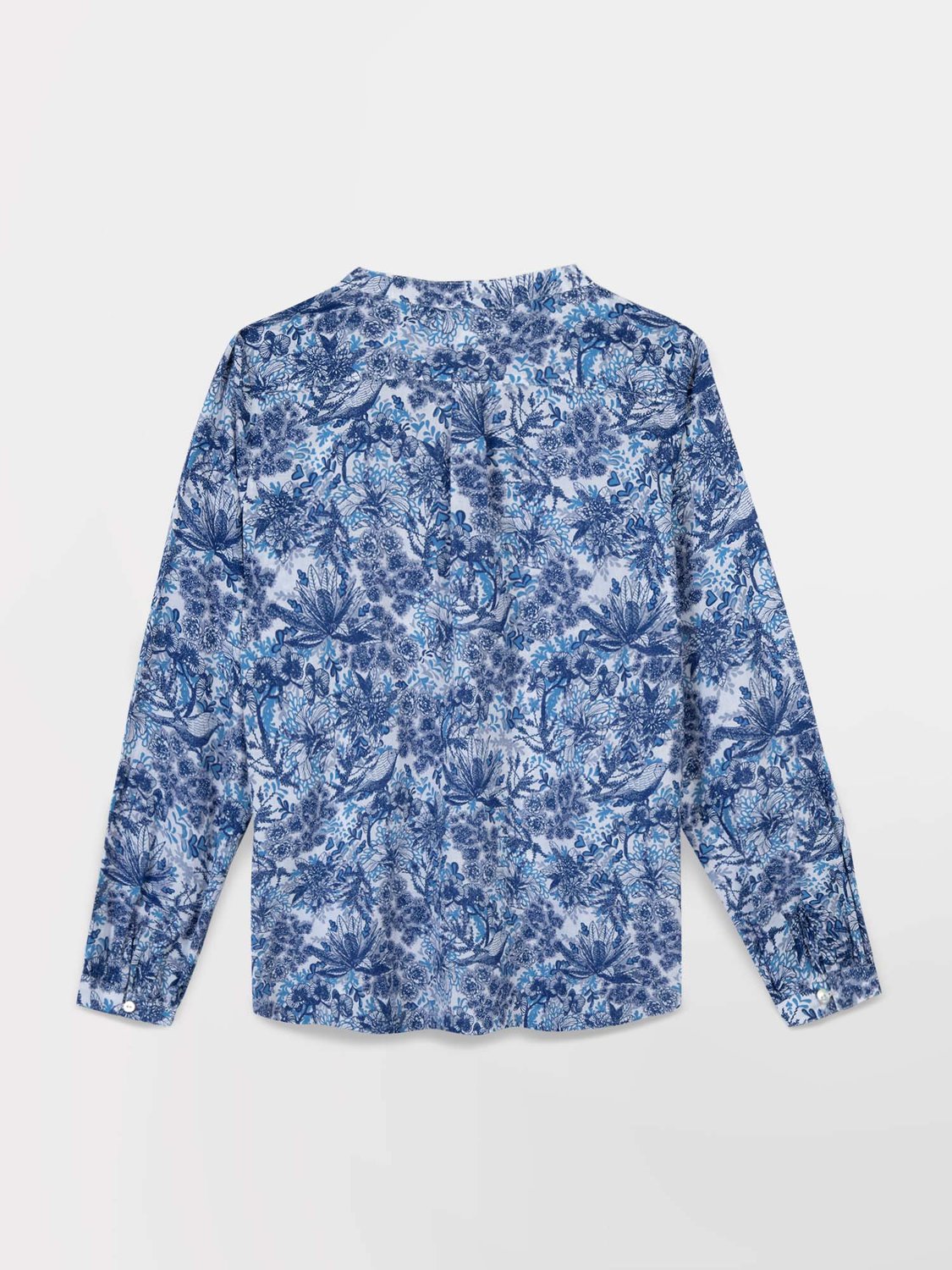 Tunique Femme Toile Coton Motif Floral Bleu