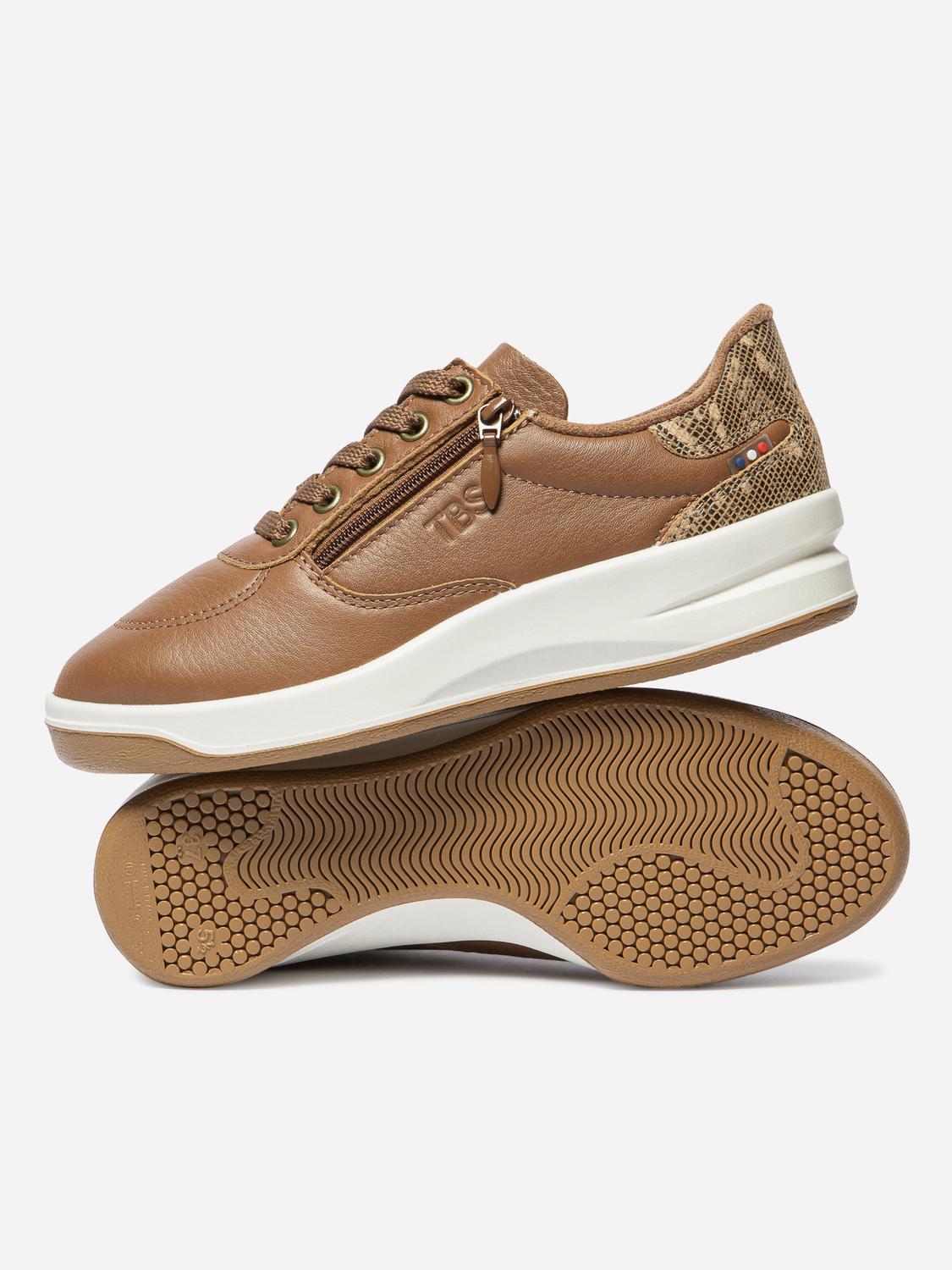 Baskets Cuir Femme Fabriquées en France Doublée Textile Tan BRAZIP2