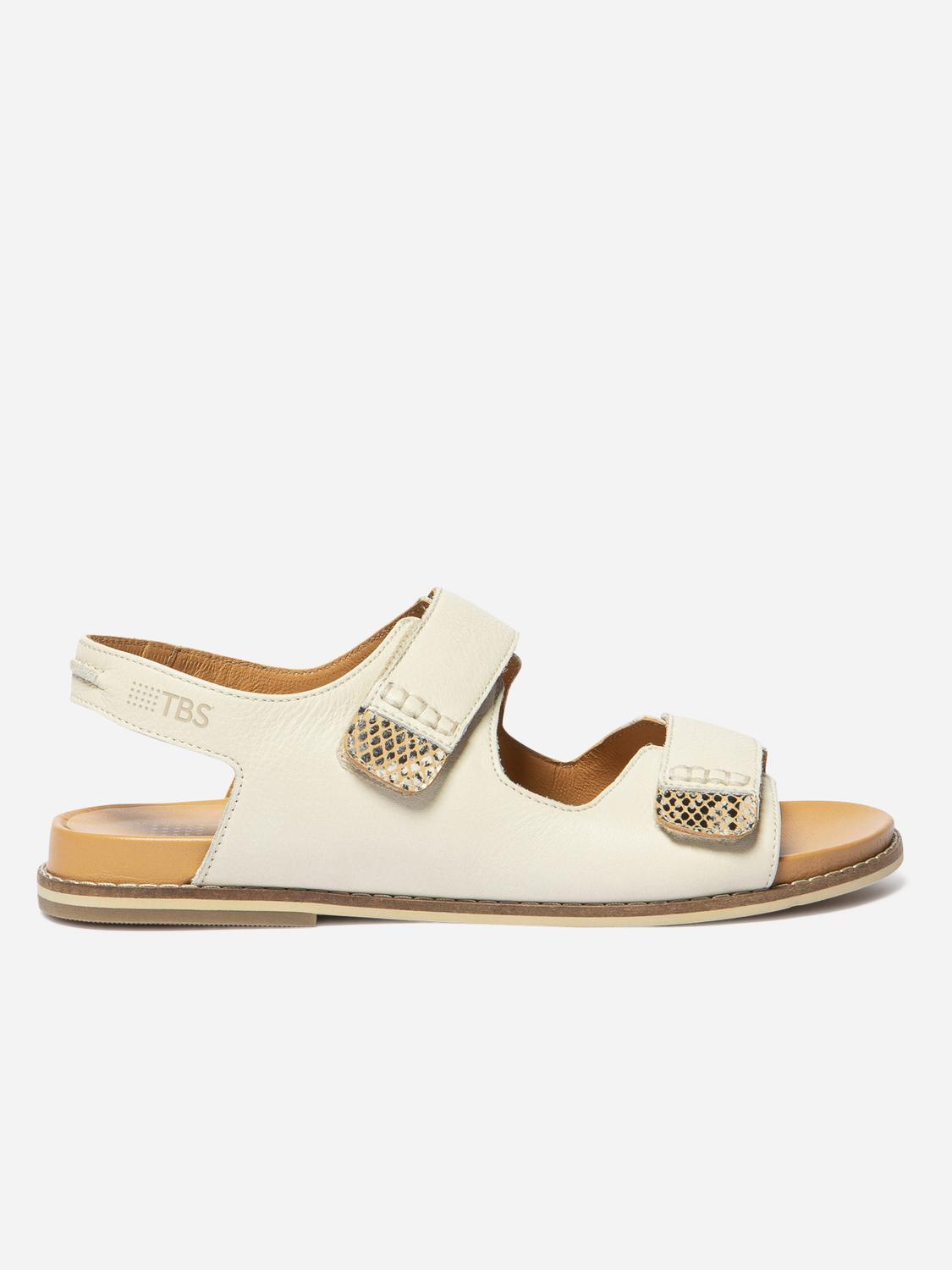 Sandales plates femme off-white et python MARIELA