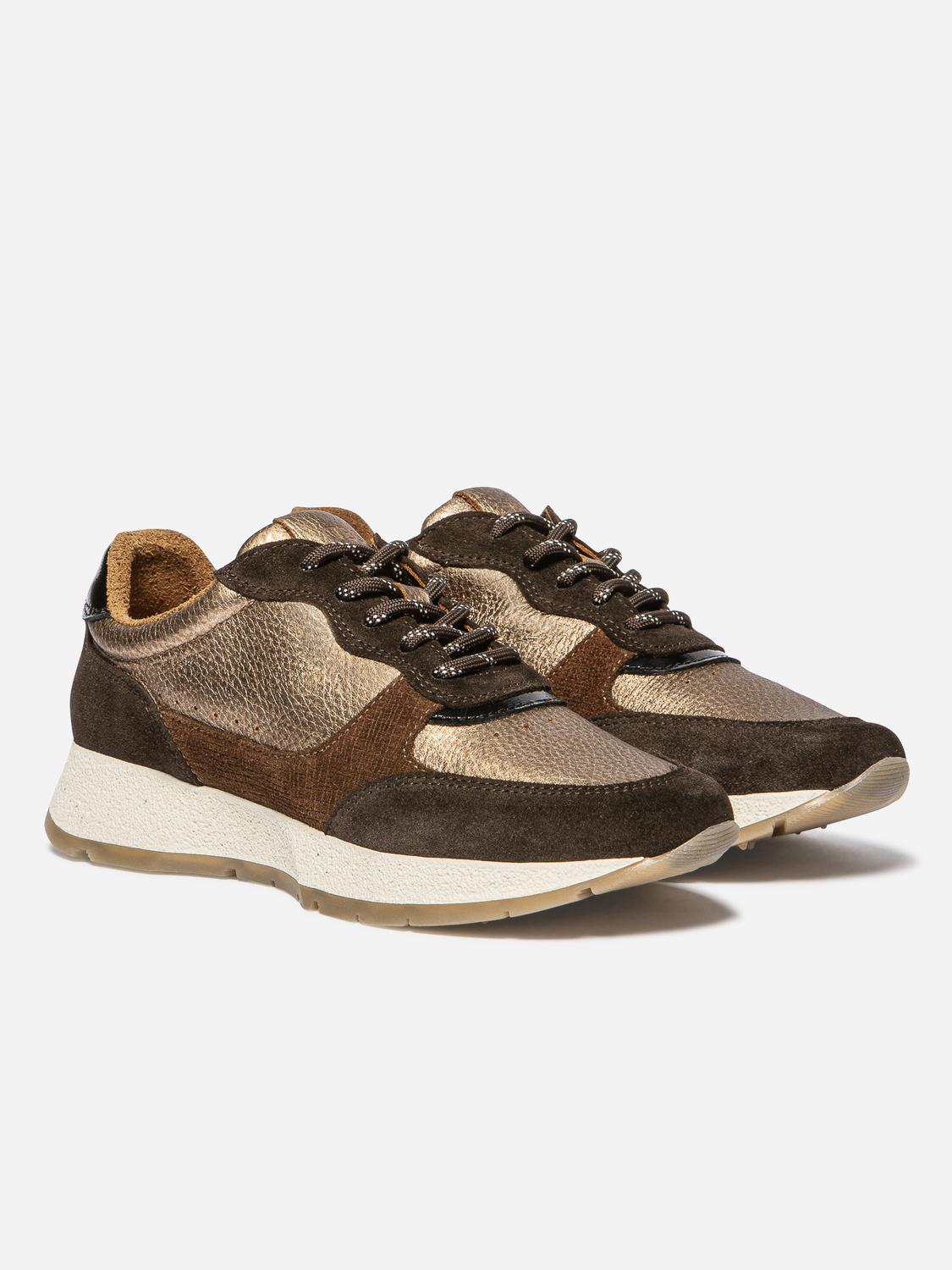 Tennis Femme Textile Chocolat et Bronze EULALIE