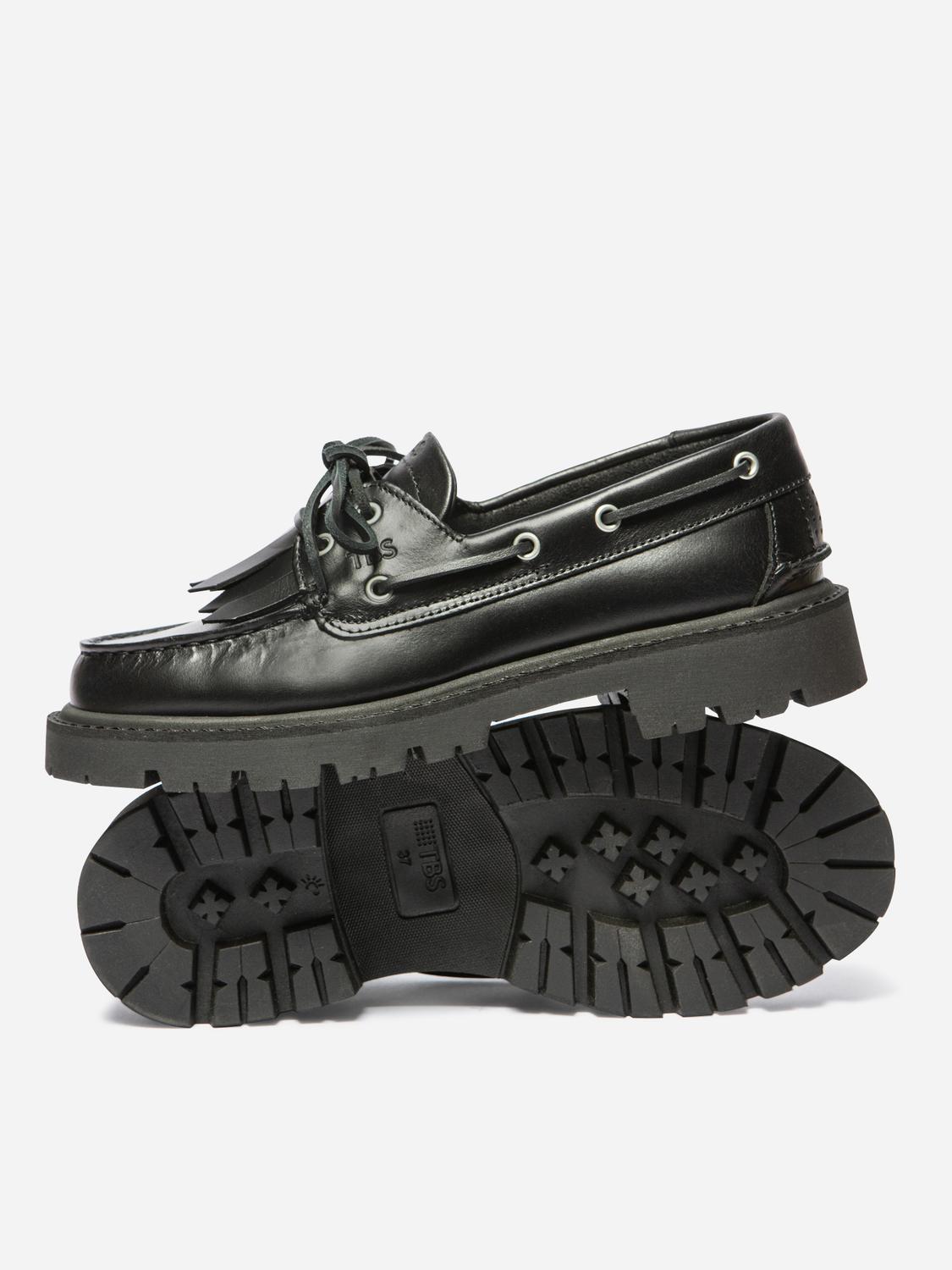 Chaussures Bateaux Femme Cuir Noir LAZARIE