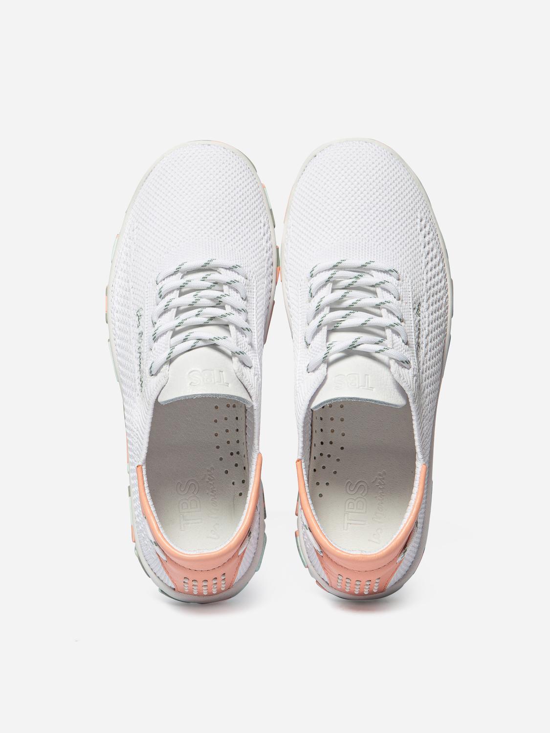 Tennis Femme Textile Recyclé Blanc et Goyave Tennis Femme Textile Recyclé Blanc et Goyave
