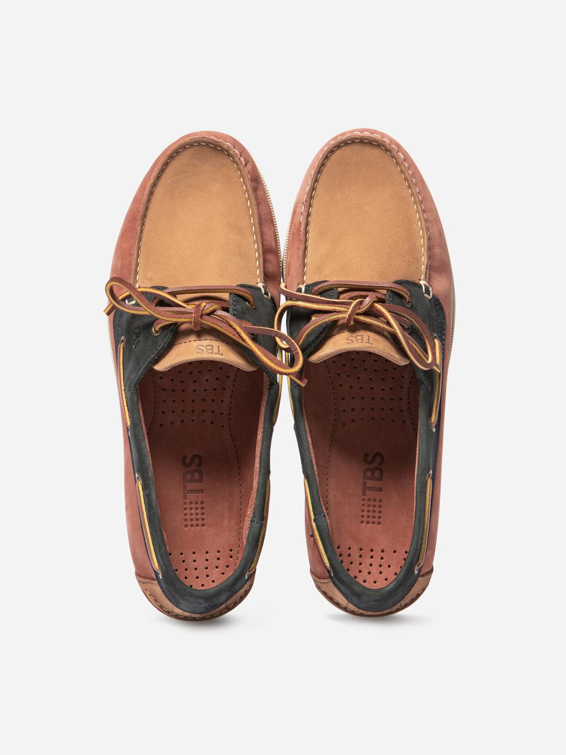 Chaussures Bateau Homme Cuir Nubuck Marron et Marine