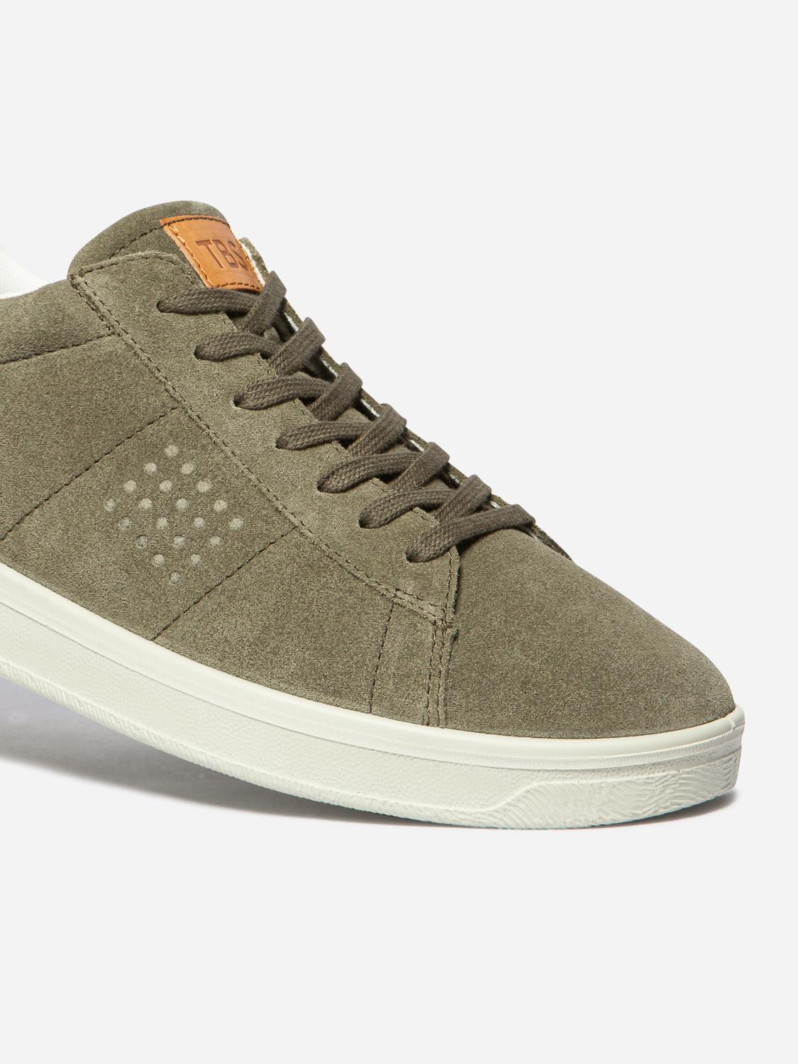 Baskets Homme Fabriquées En France Cuir Velours Kaki