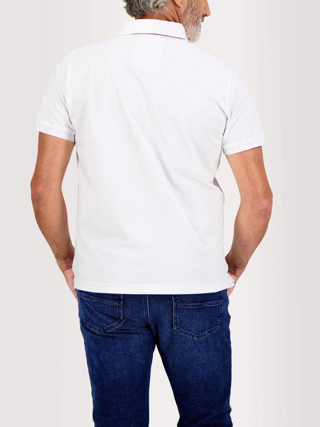 Polo Homme Coton Piqué Manches Courtes Blanc